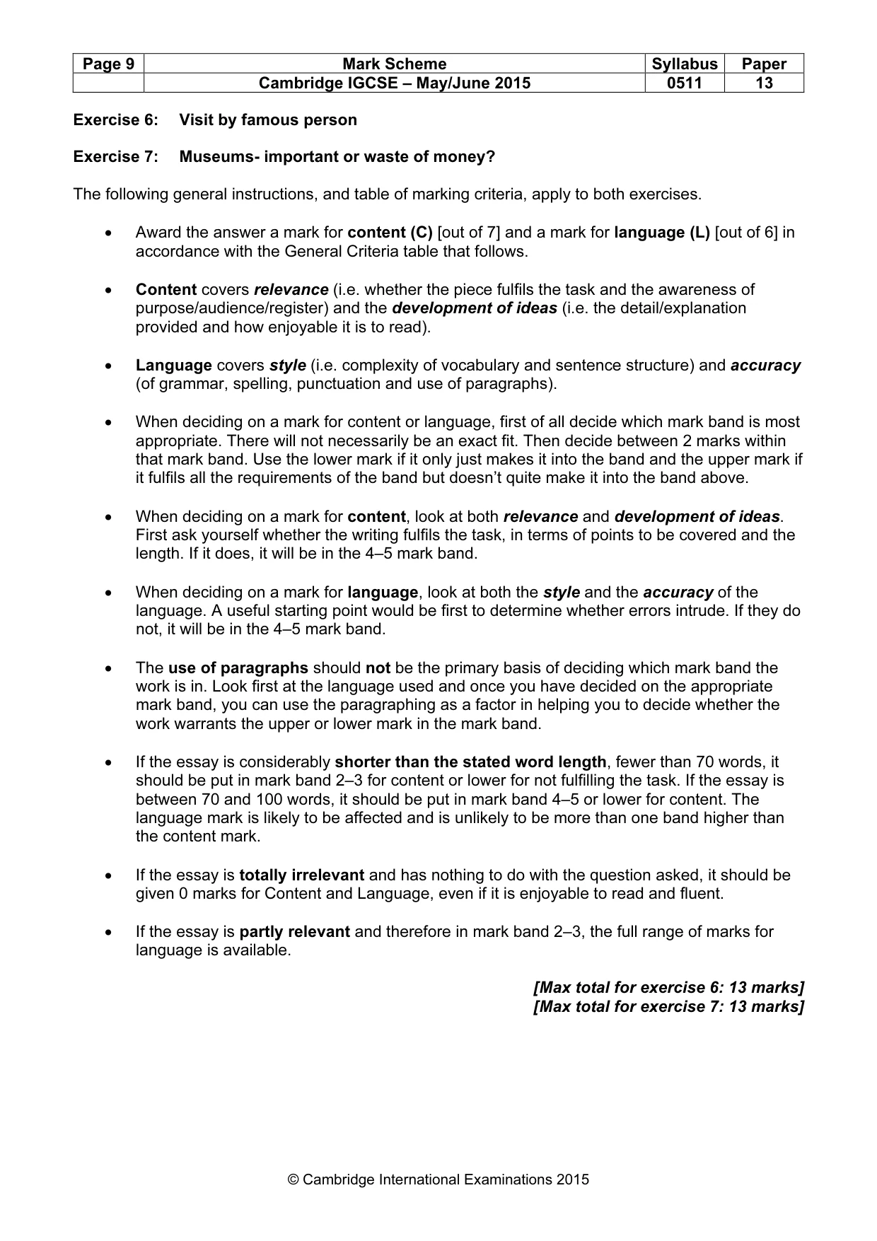 Mark scheme, page 9 of 11