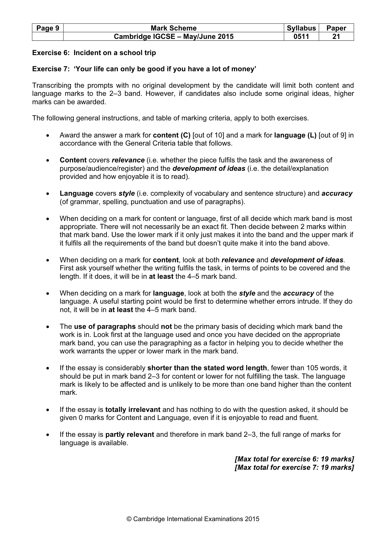 Mark scheme, page 9 of 12