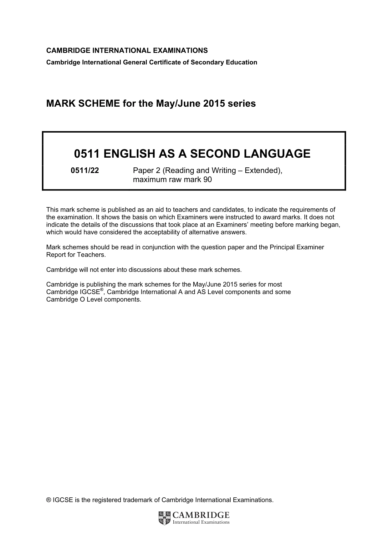 Mark scheme, page 1 of 11