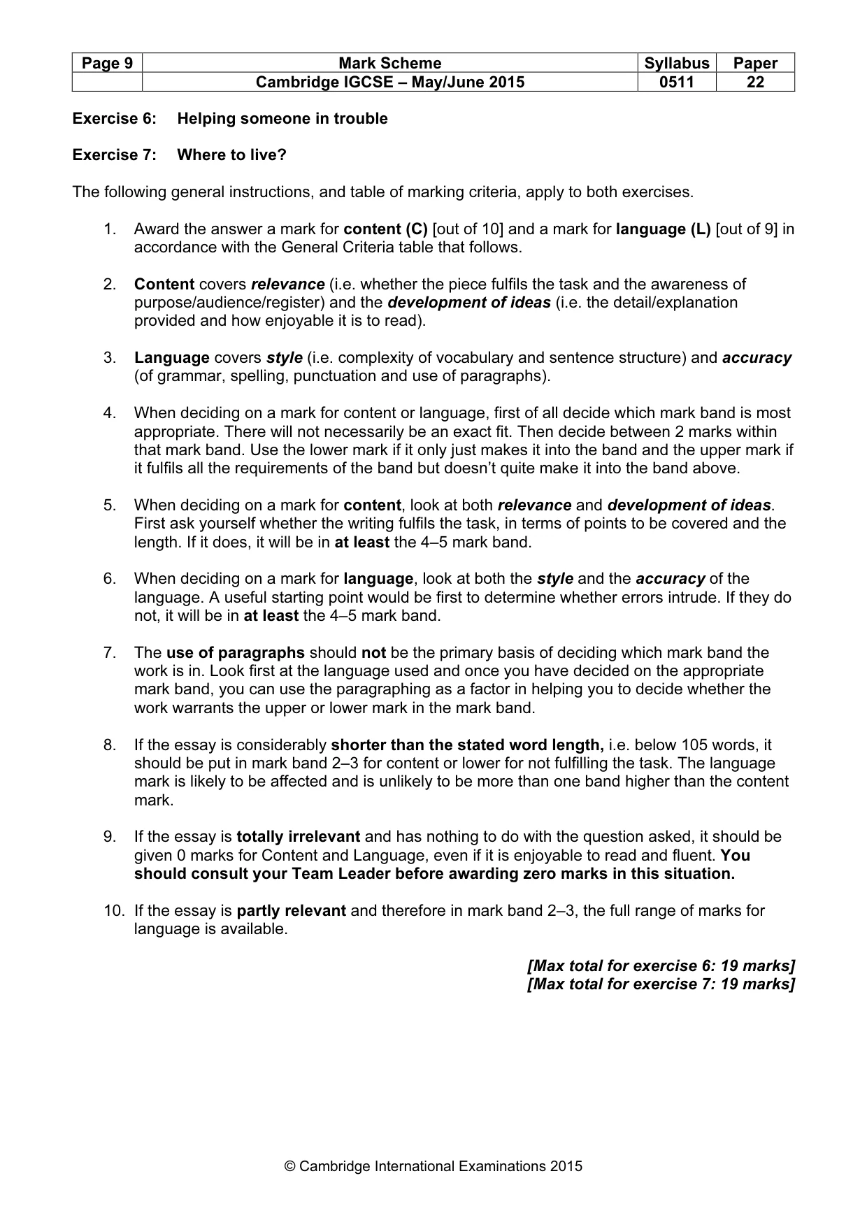 Mark scheme, page 9 of 11