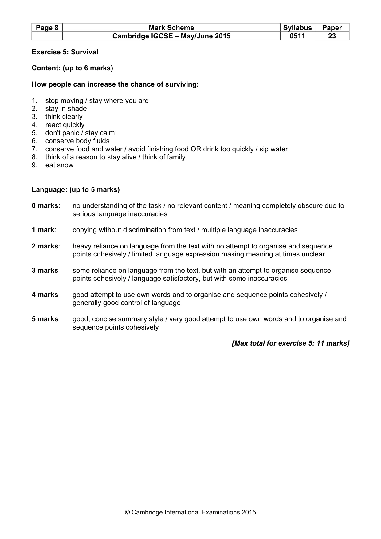 Mark scheme, page 8 of 12