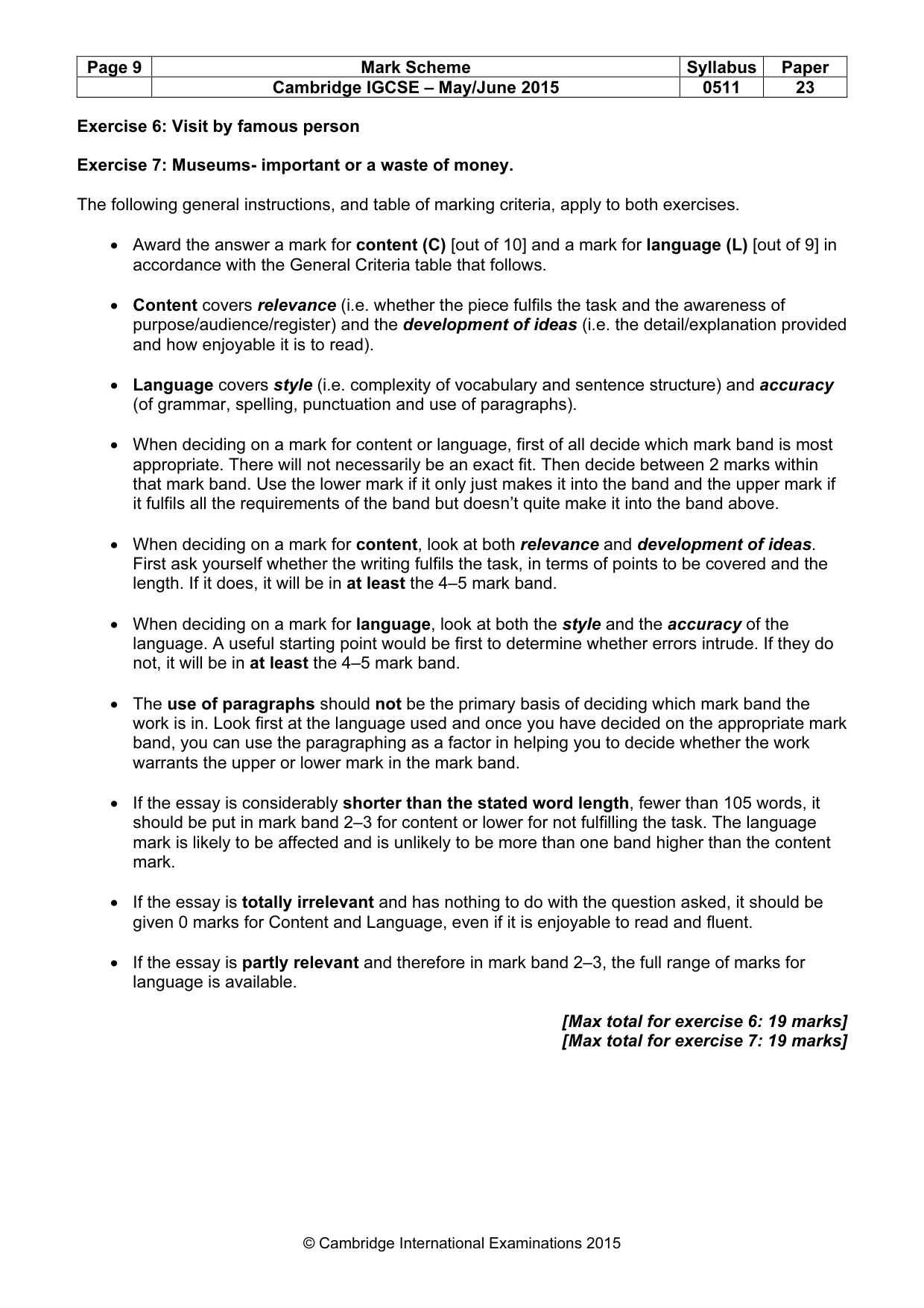 Mark scheme, page 9 of 12