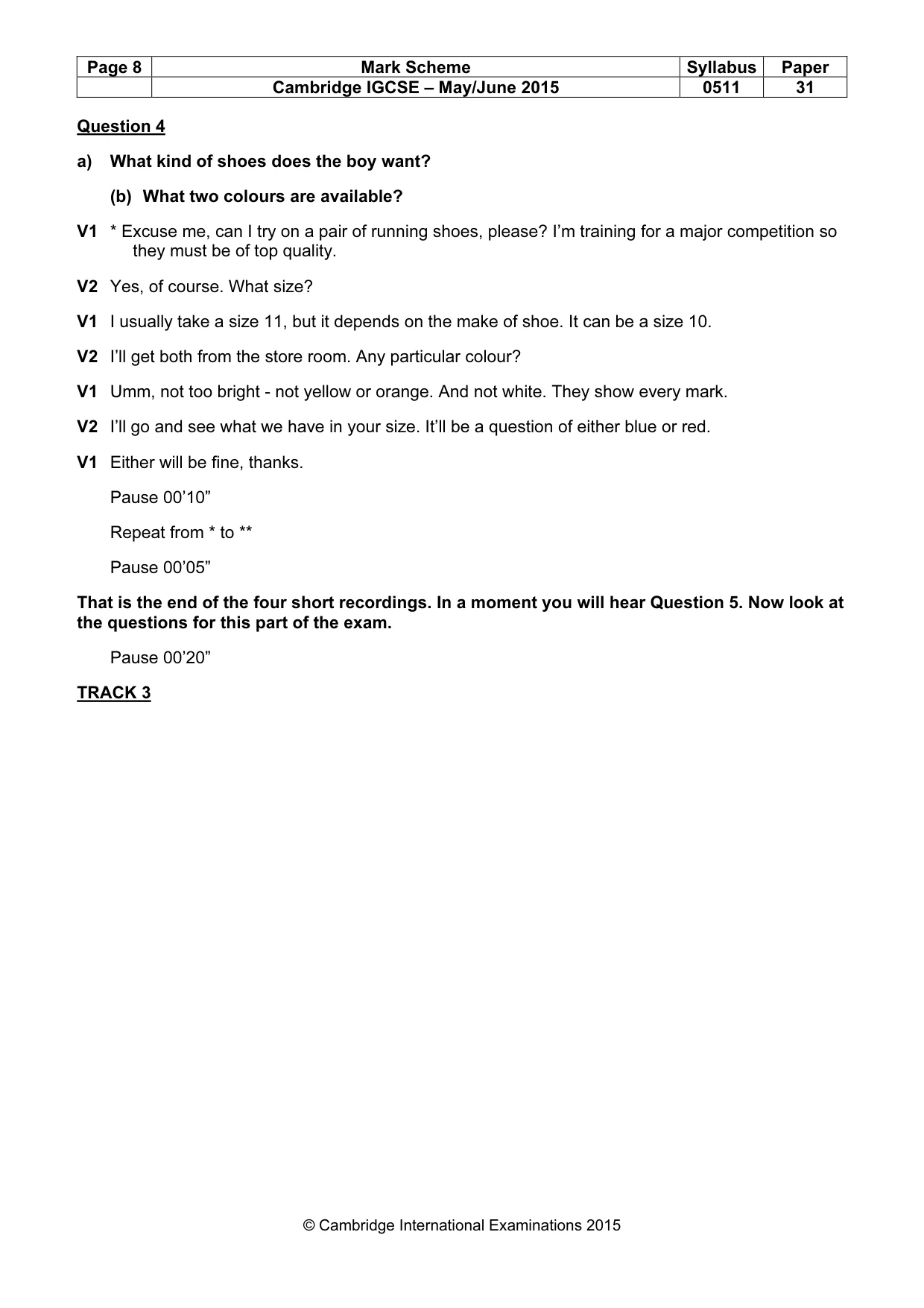 Mark scheme, page 8 of 13