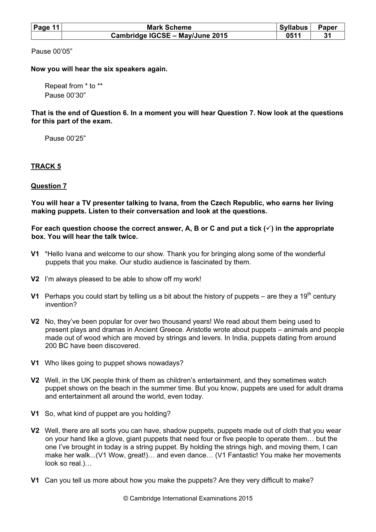 Mark scheme, page 11 of 13