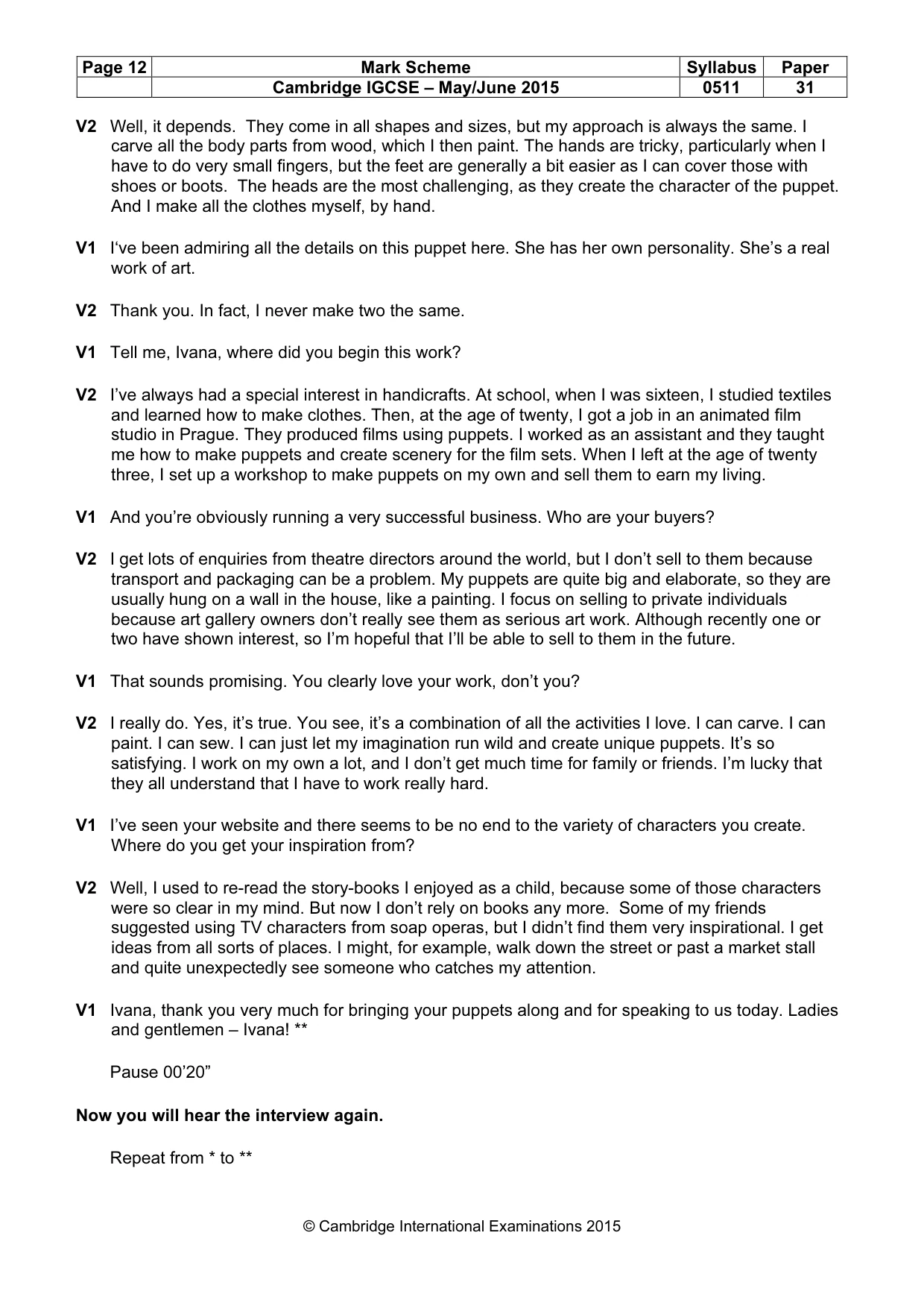 Mark scheme, page 12 of 13