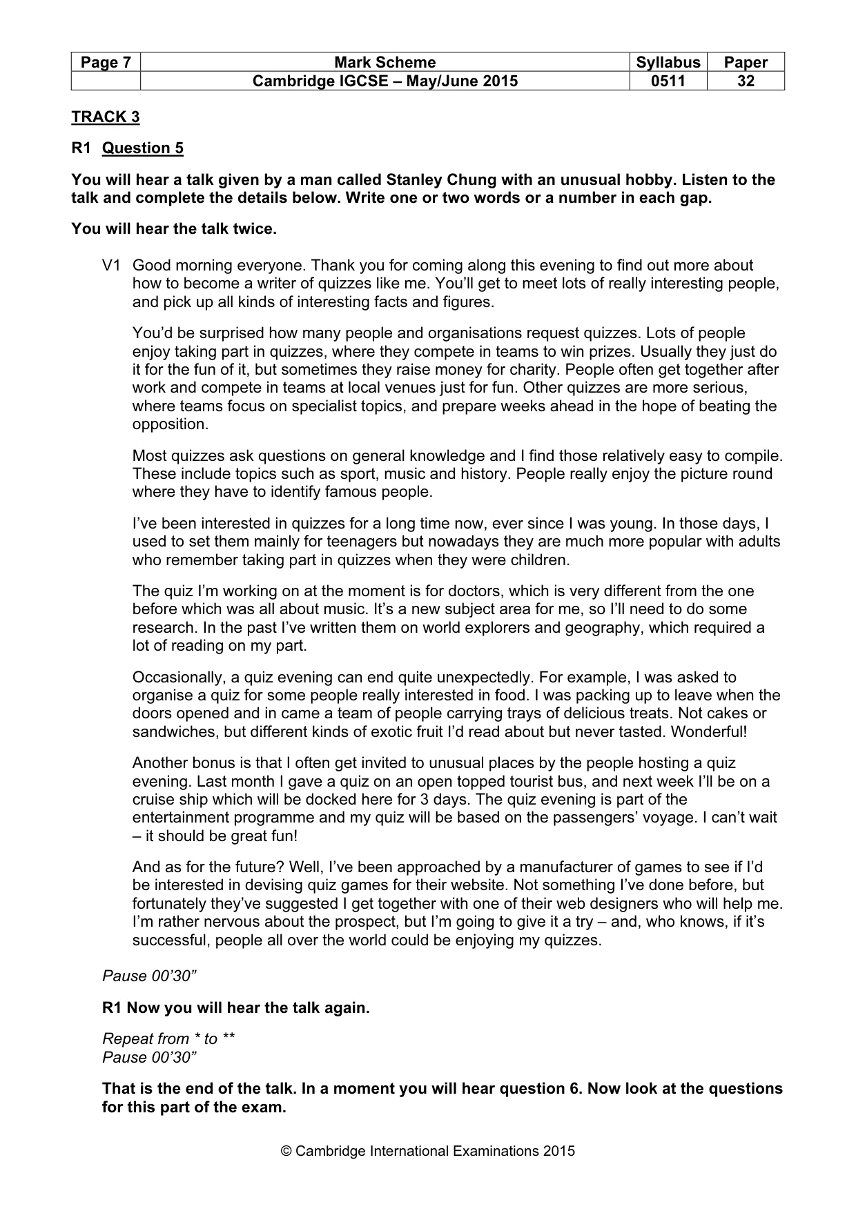 Mark scheme, page 7 of 11