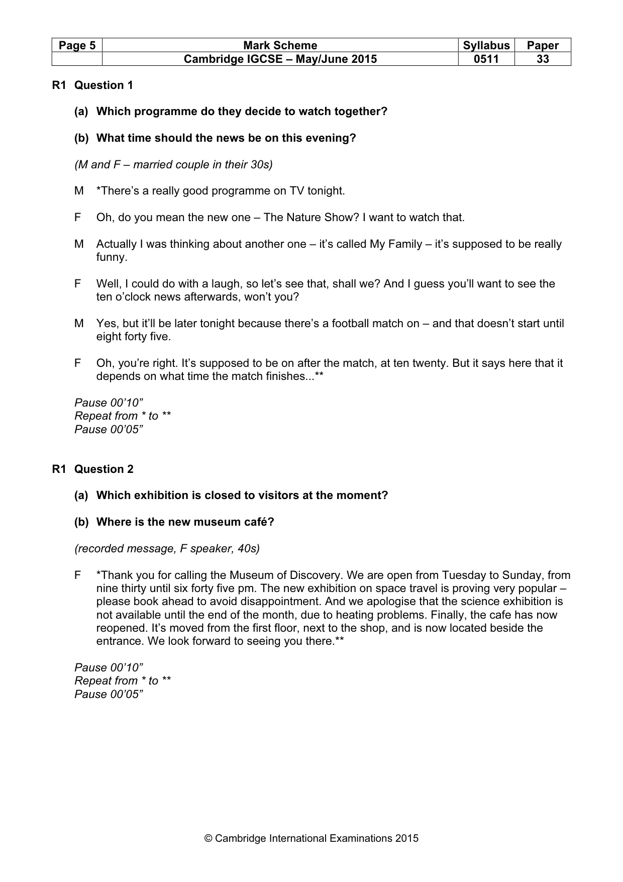 Mark scheme, page 5 of 11