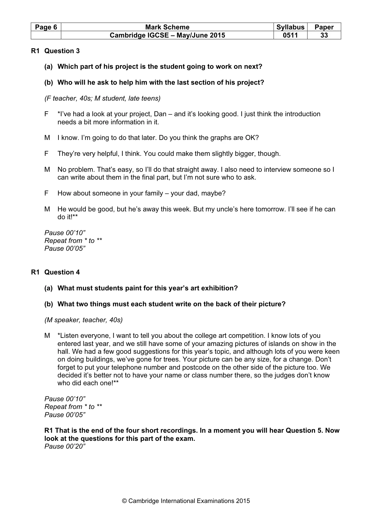 Mark scheme, page 6 of 11