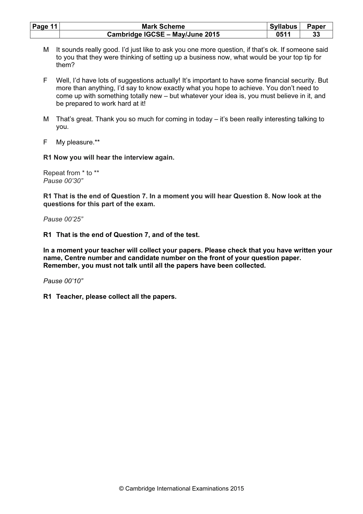 Mark scheme, page 11 of 11