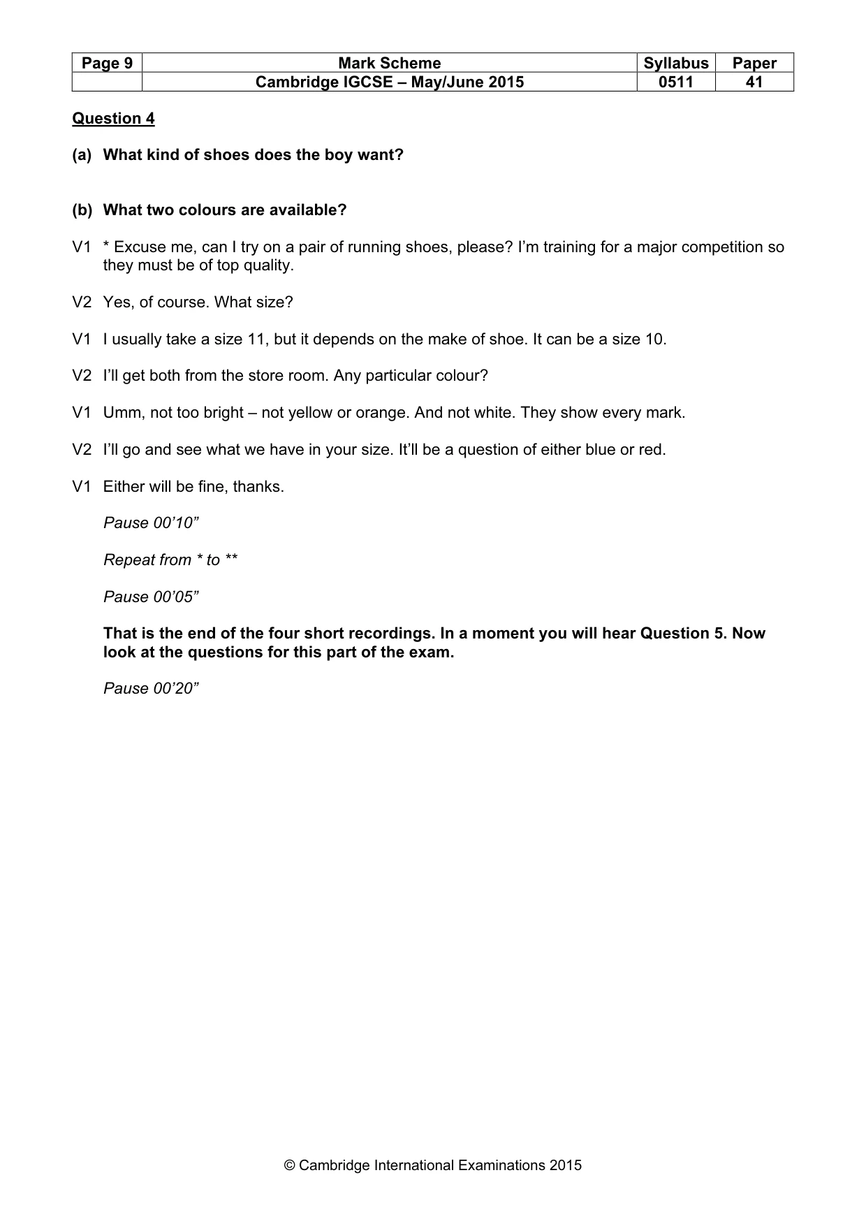 Mark scheme, page 9 of 17