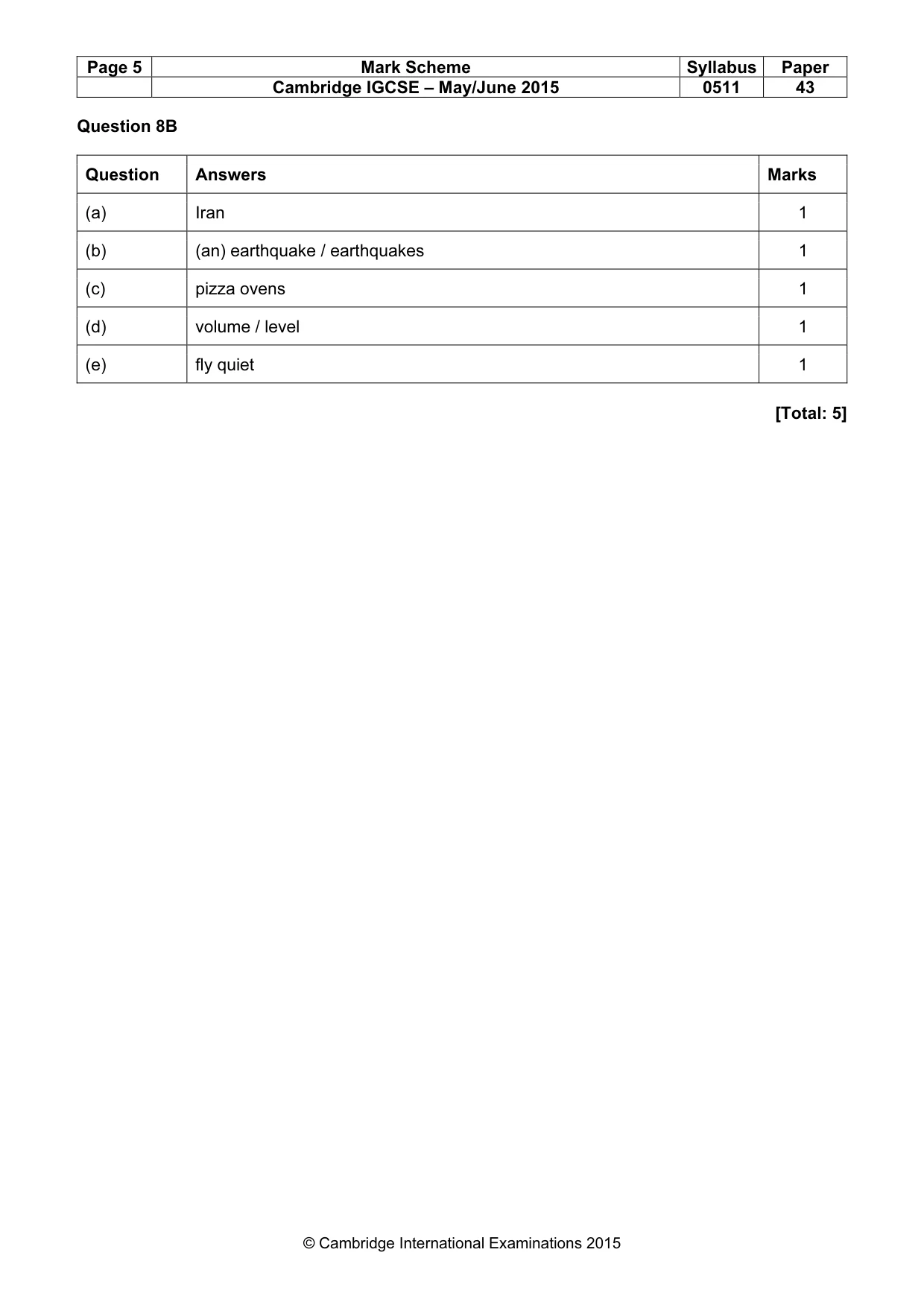 Mark scheme, page 5 of 16