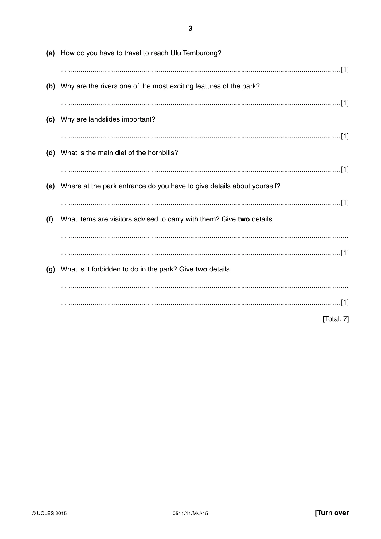 Cambridge IGCSE English - Second Language (count-in oral) 0511 2015 May/June Paper 1 · Variant 1 question paper, page 3 of 16