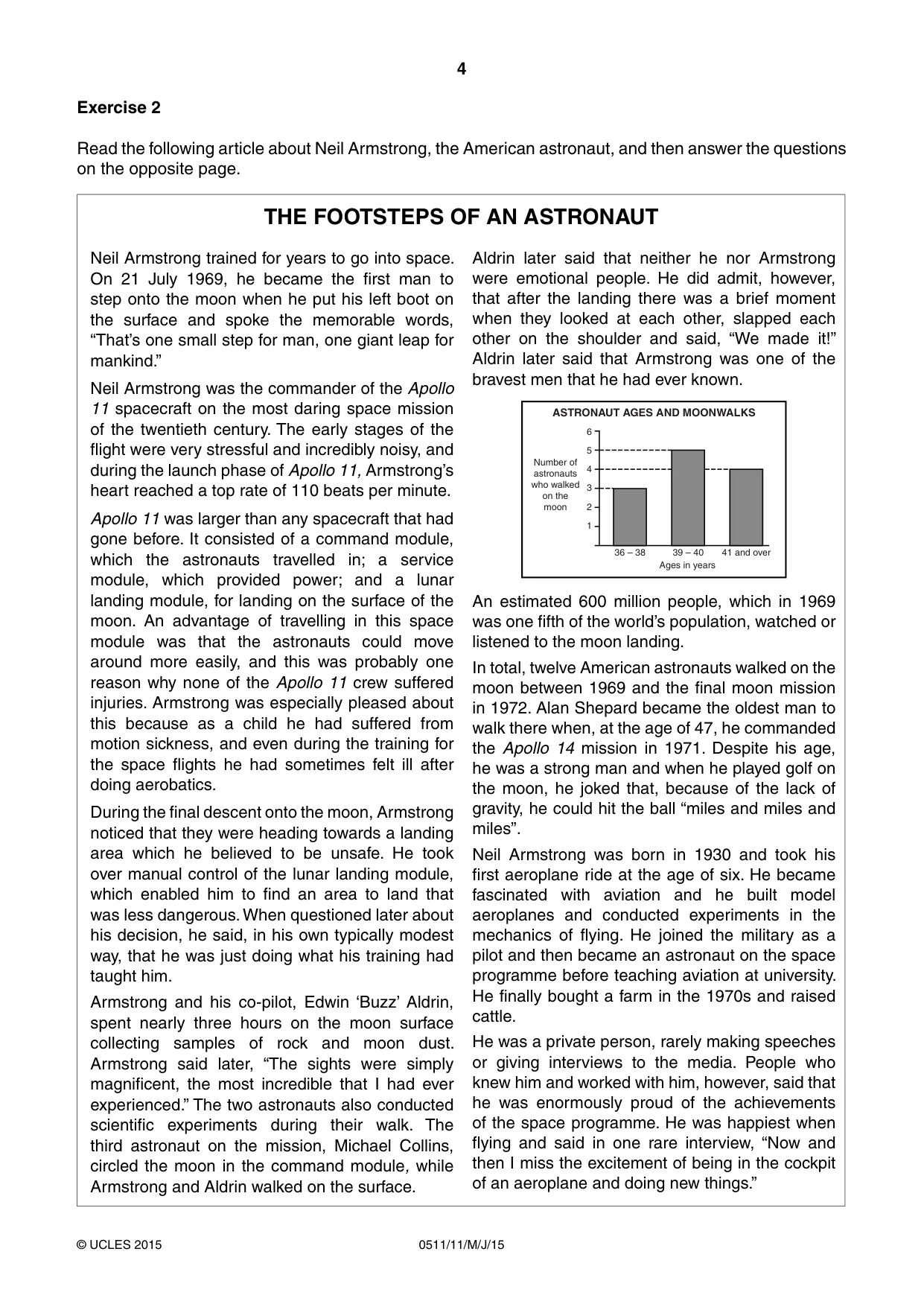 Cambridge IGCSE English - Second Language (count-in oral) 0511 2015 May/June Paper 1 · Variant 1 question paper, page 4 of 16