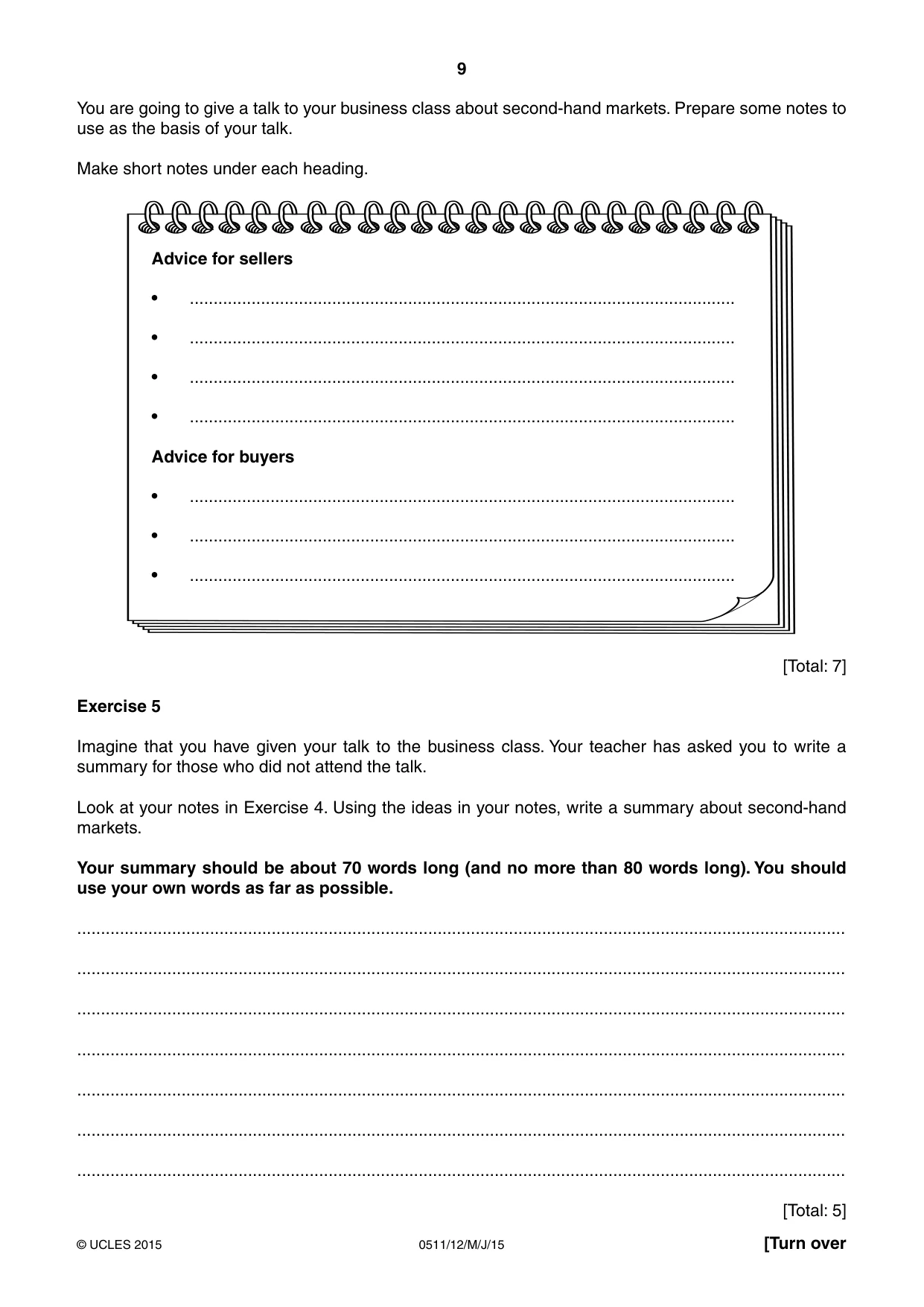 Cambridge IGCSE English - Second Language (count-in oral) 0511 2015 May/June Paper 1 · Variant 2 question paper, page 9 of 16