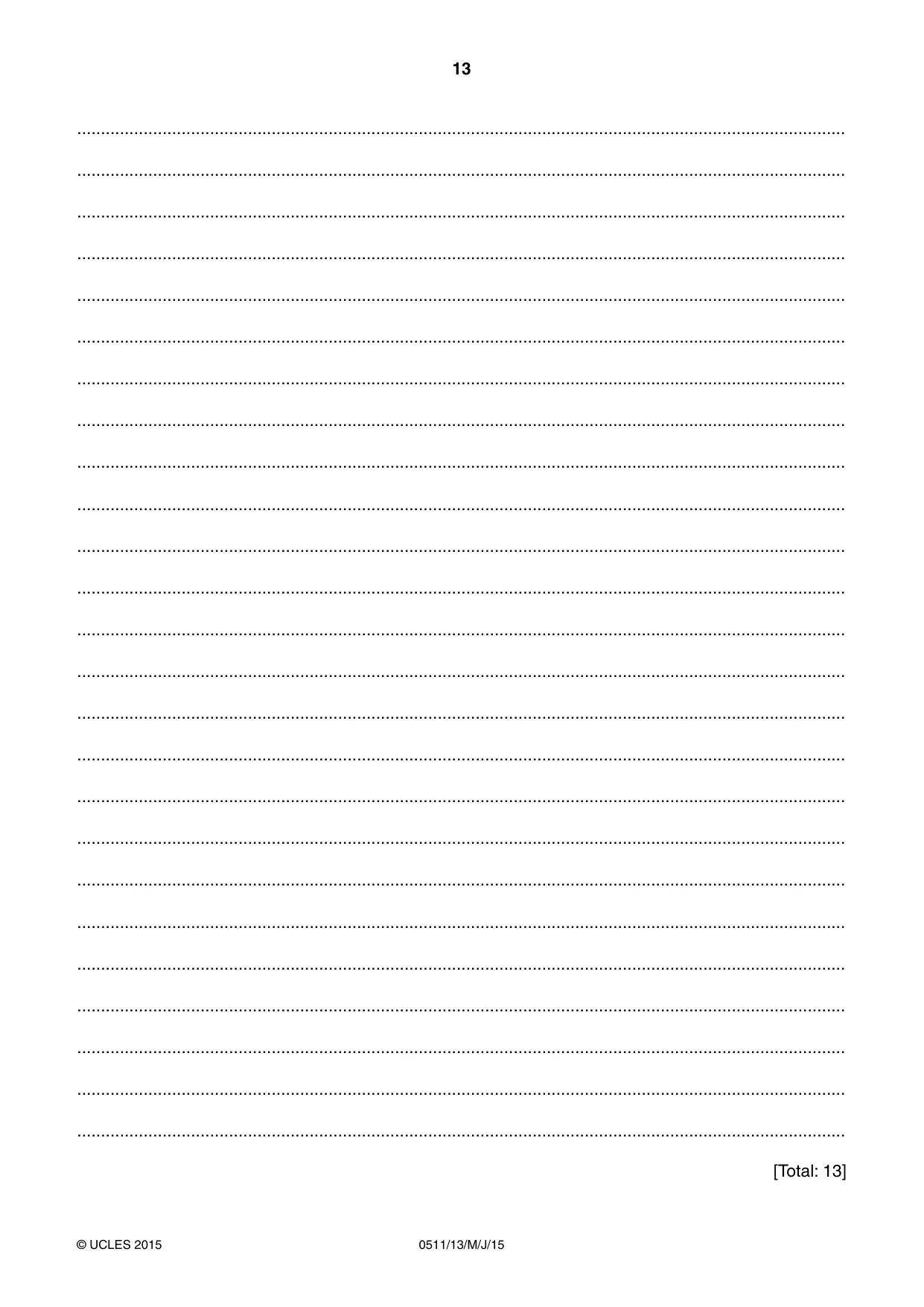 Cambridge IGCSE English - Second Language (count-in oral) 0511 2015 May/June Paper 1 · Variant 3 question paper, page 13 of 16
