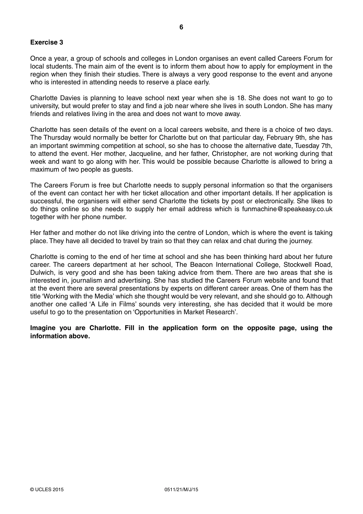 Cambridge IGCSE English - Second Language (count-in oral) 0511 2015 May/June Paper 2 · Variant 1 question paper, page 6 of 16