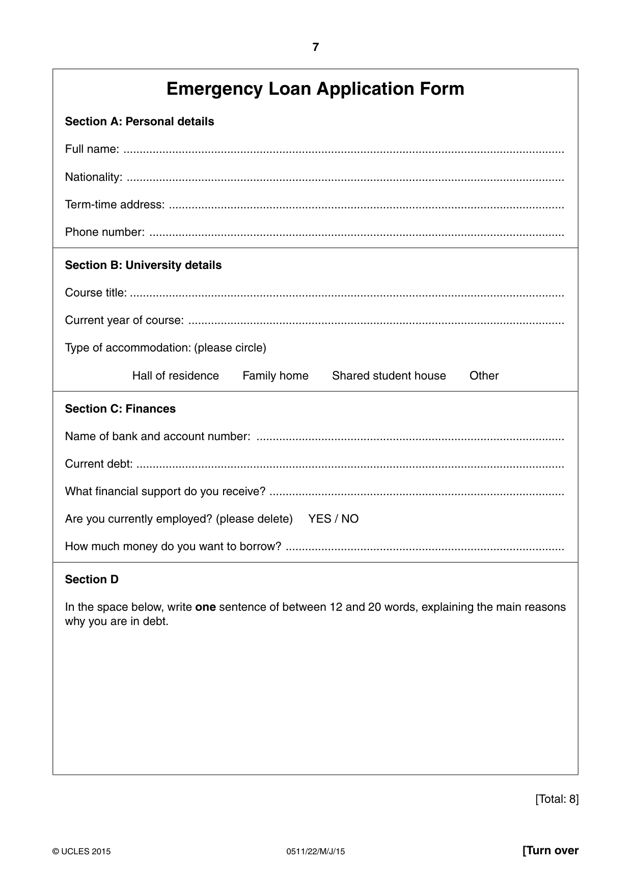 Cambridge IGCSE English - Second Language (count-in oral) 0511 2015 May/June Paper 2 · Variant 2 question paper, page 7 of 16