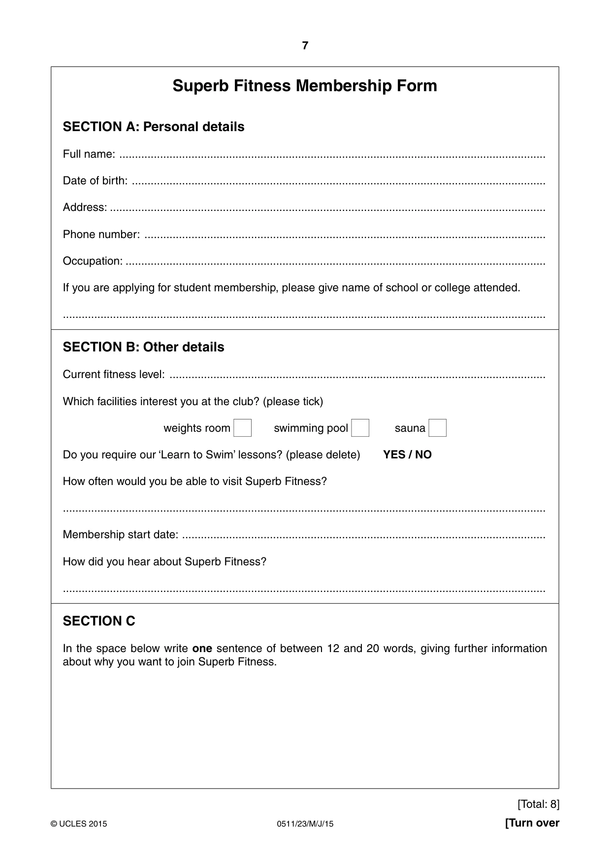 Cambridge IGCSE English - Second Language (count-in oral) 0511 2015 May/June Paper 2 · Variant 3 question paper, page 7 of 16