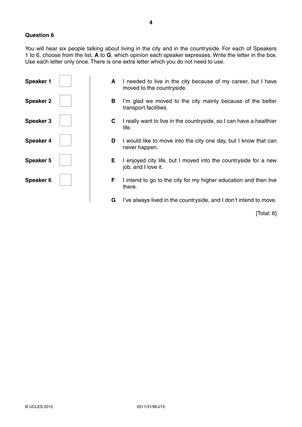 Cambridge IGCSE English - Second Language (count-in oral) 0511 2015 May/June Paper 3 · Variant 1 question paper, page 4 of 8