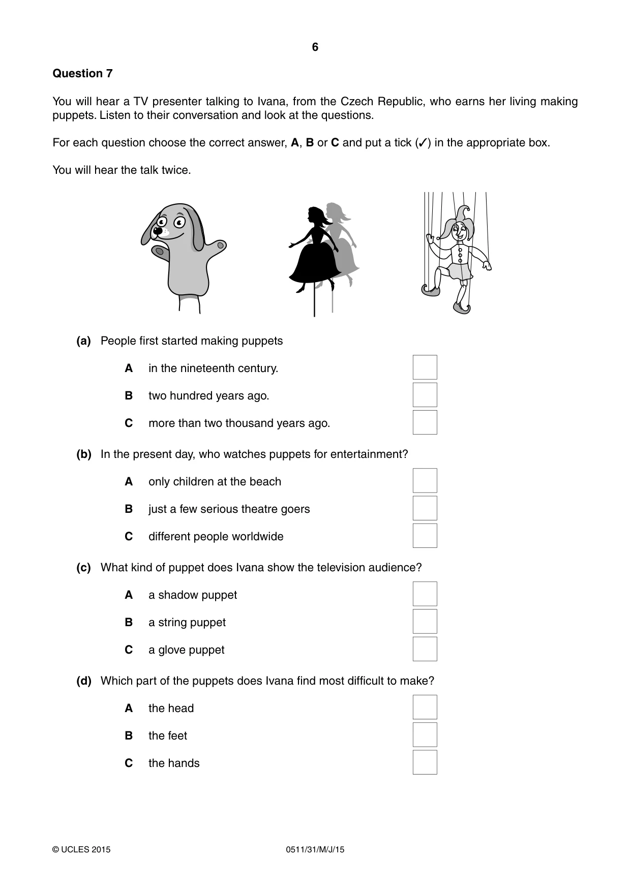 Cambridge IGCSE English - Second Language (count-in oral) 0511 2015 May/June Paper 3 · Variant 1 question paper, page 6 of 8
