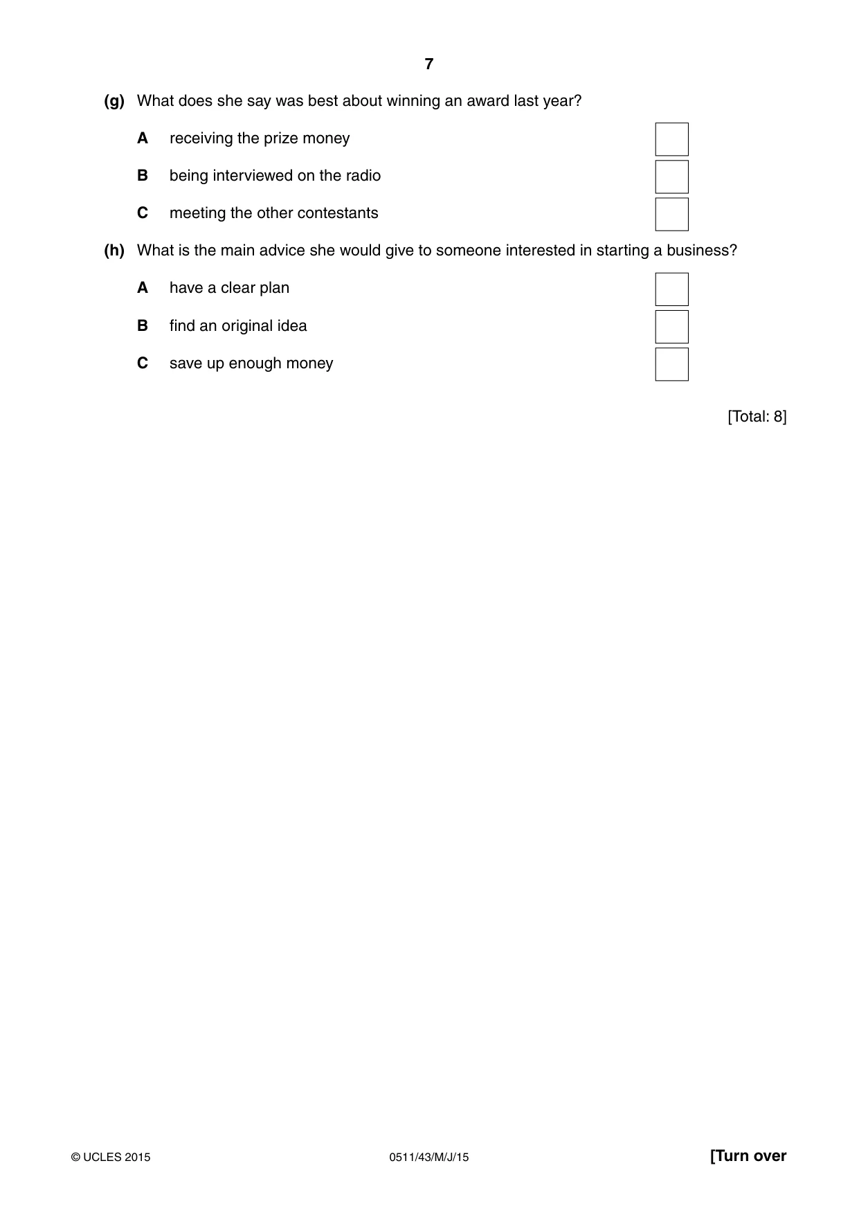 Cambridge IGCSE English - Second Language (count-in oral) 0511 2015 May/June Paper 4 · Variant 3 question paper, page 7 of 12
