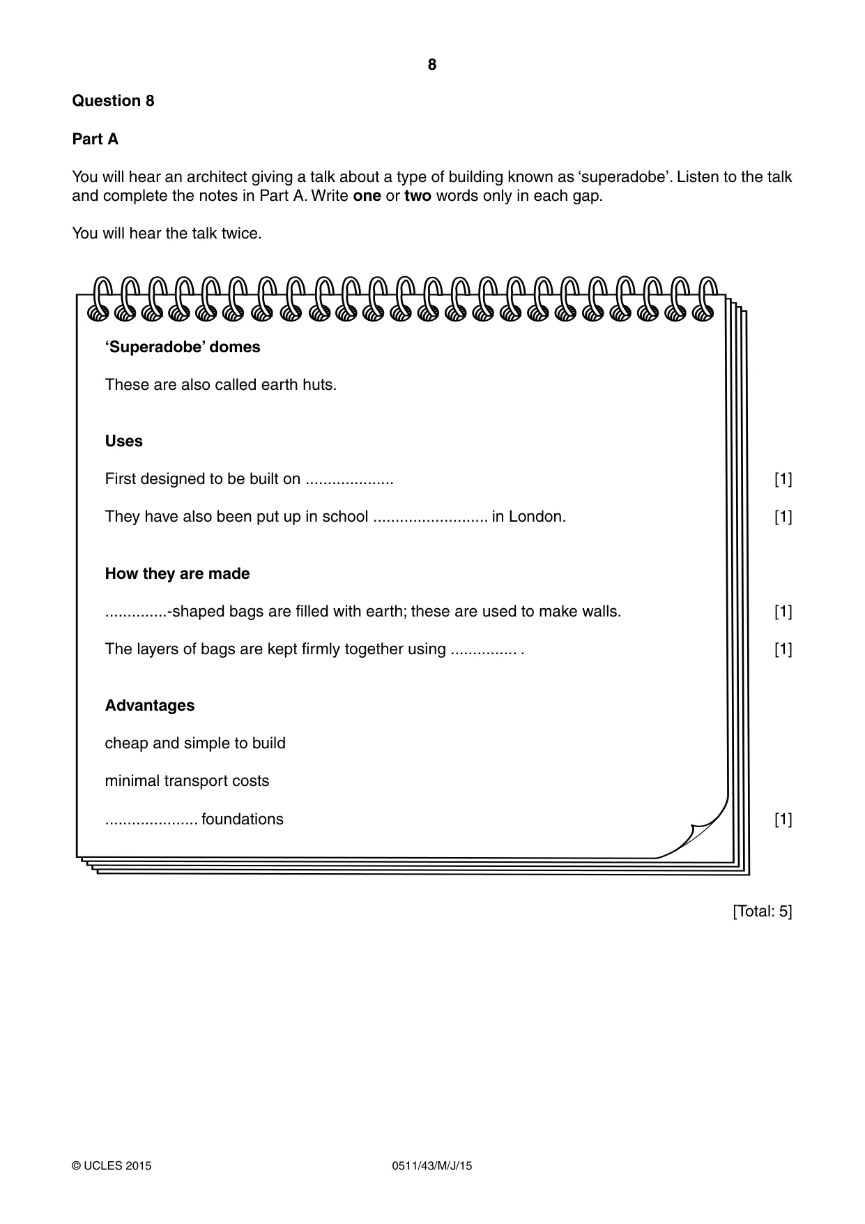 Cambridge IGCSE English - Second Language (count-in oral) 0511 2015 May/June Paper 4 · Variant 3 question paper, page 8 of 12