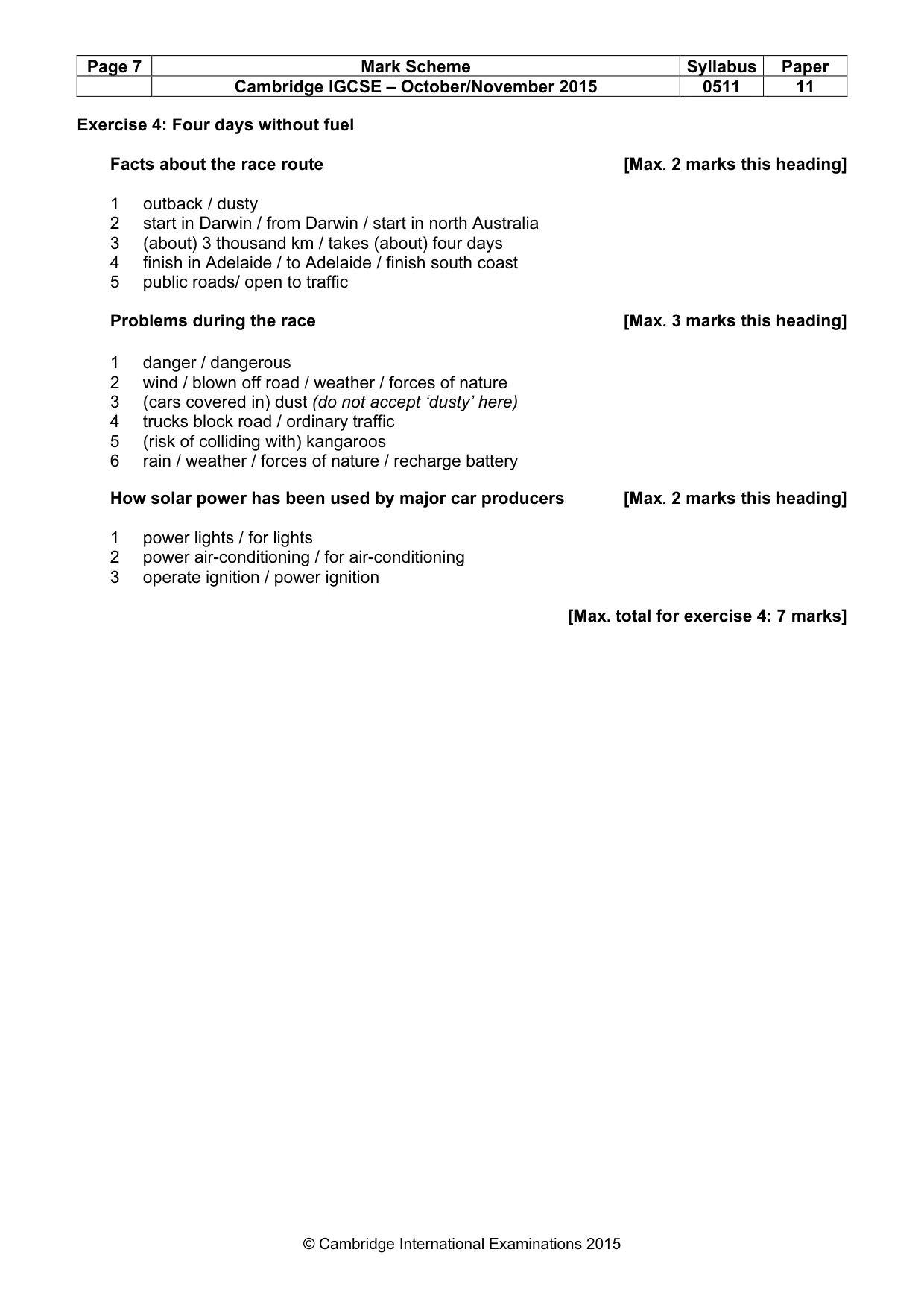 Mark scheme, page 7 of 11