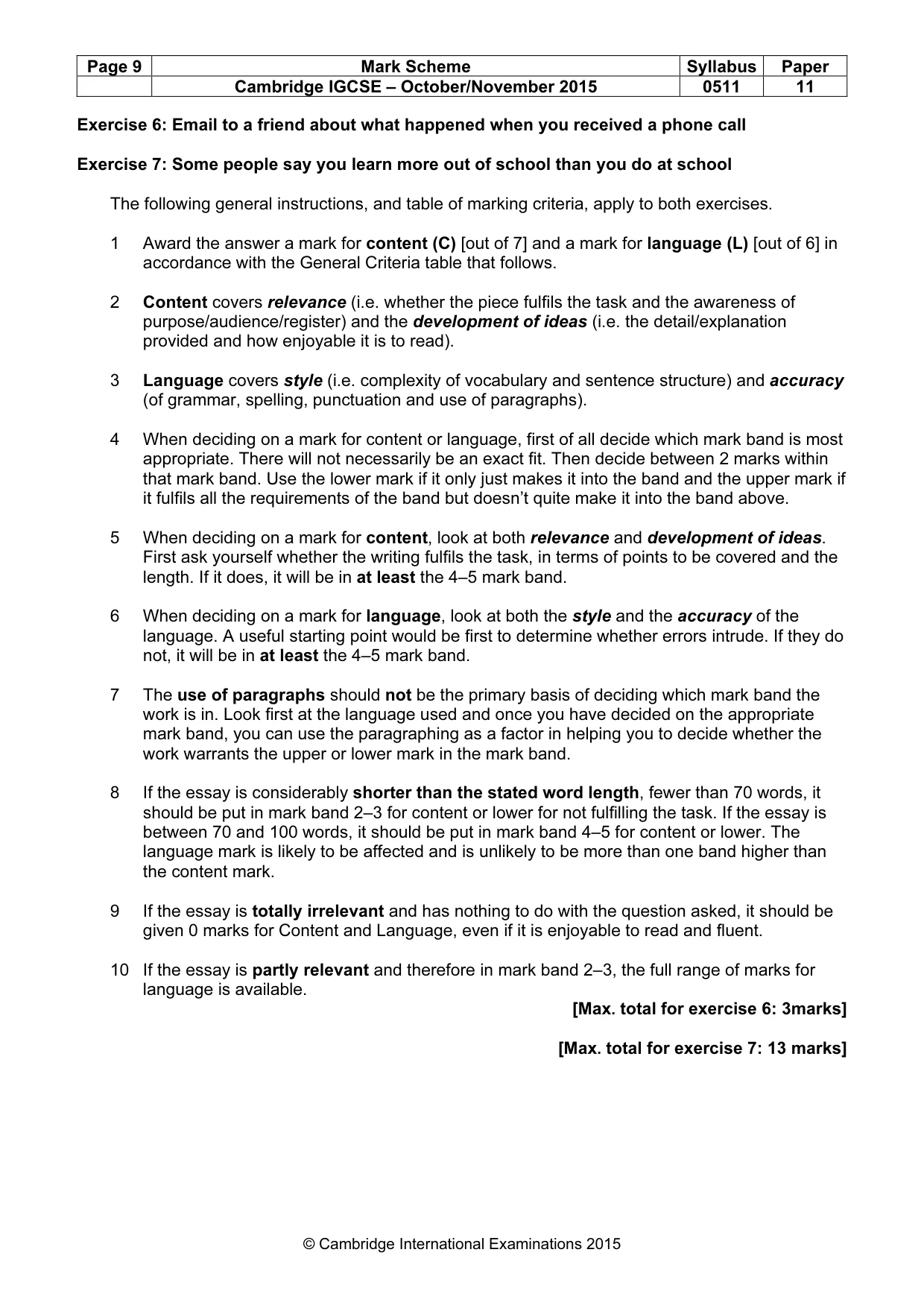 Mark scheme, page 9 of 11
