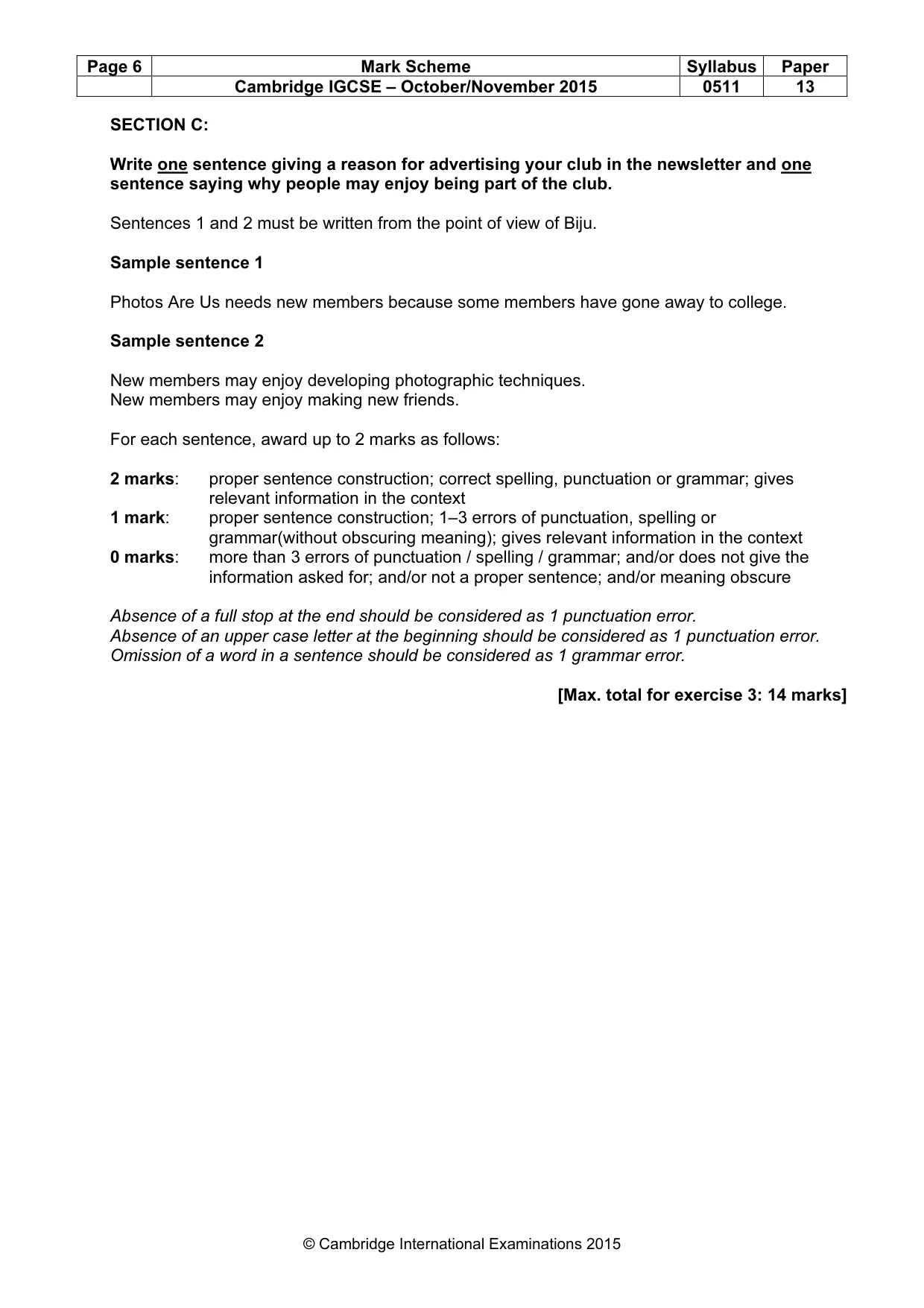 Mark scheme, page 6 of 11