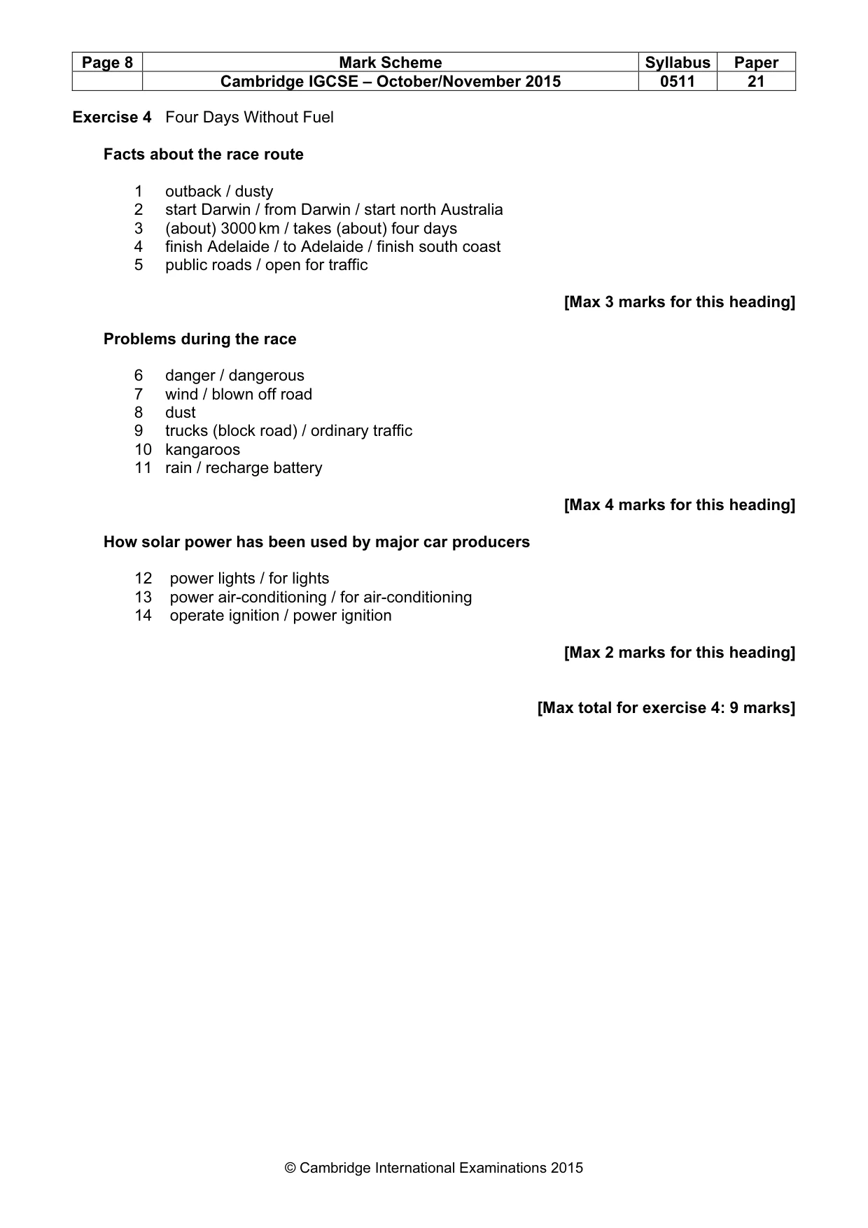 Mark scheme, page 8 of 13