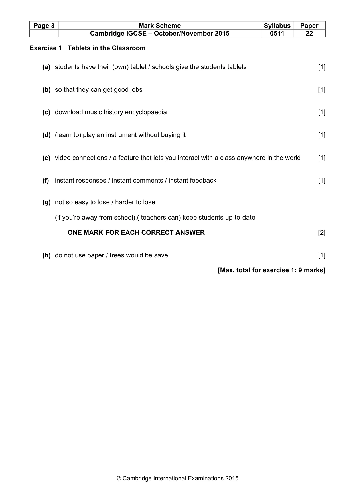 Mark scheme, page 3 of 11