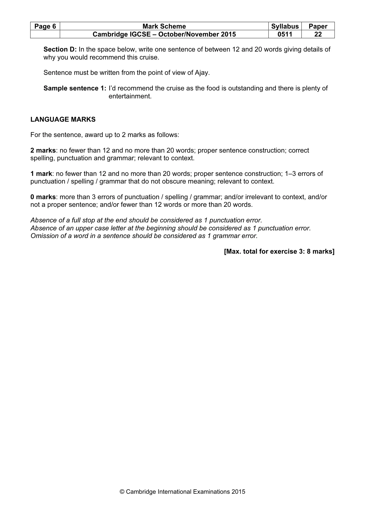 Mark scheme, page 6 of 11