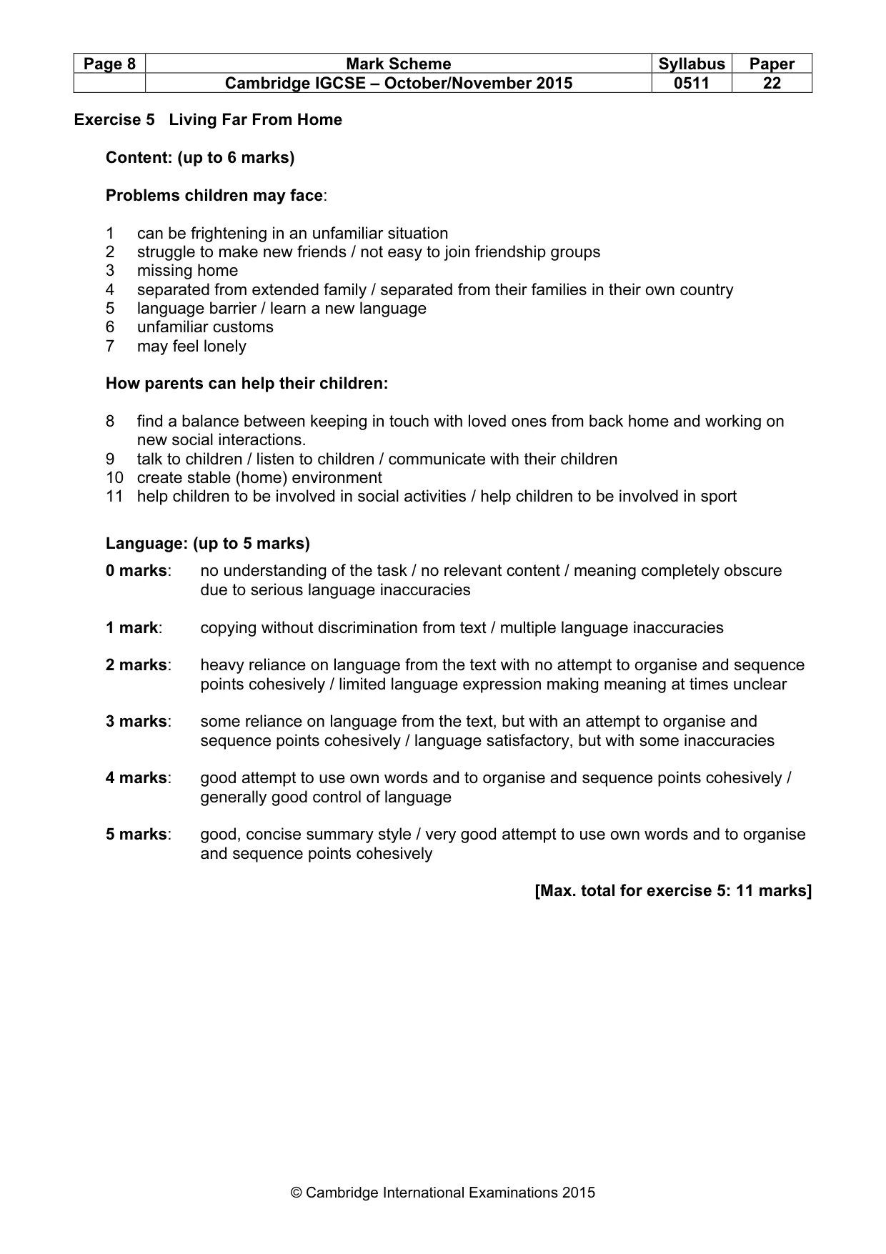 Mark scheme, page 8 of 11