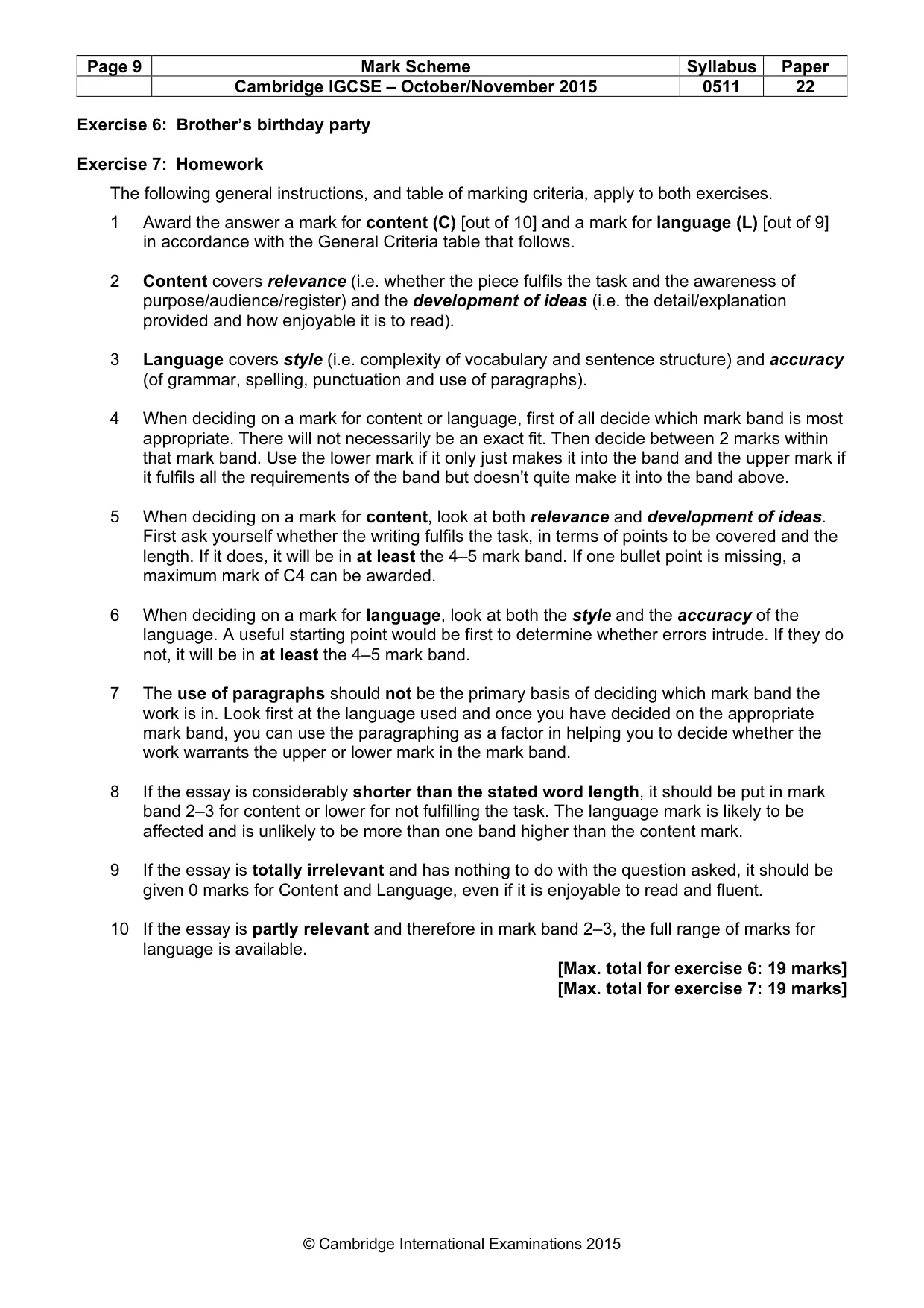 Mark scheme, page 9 of 11