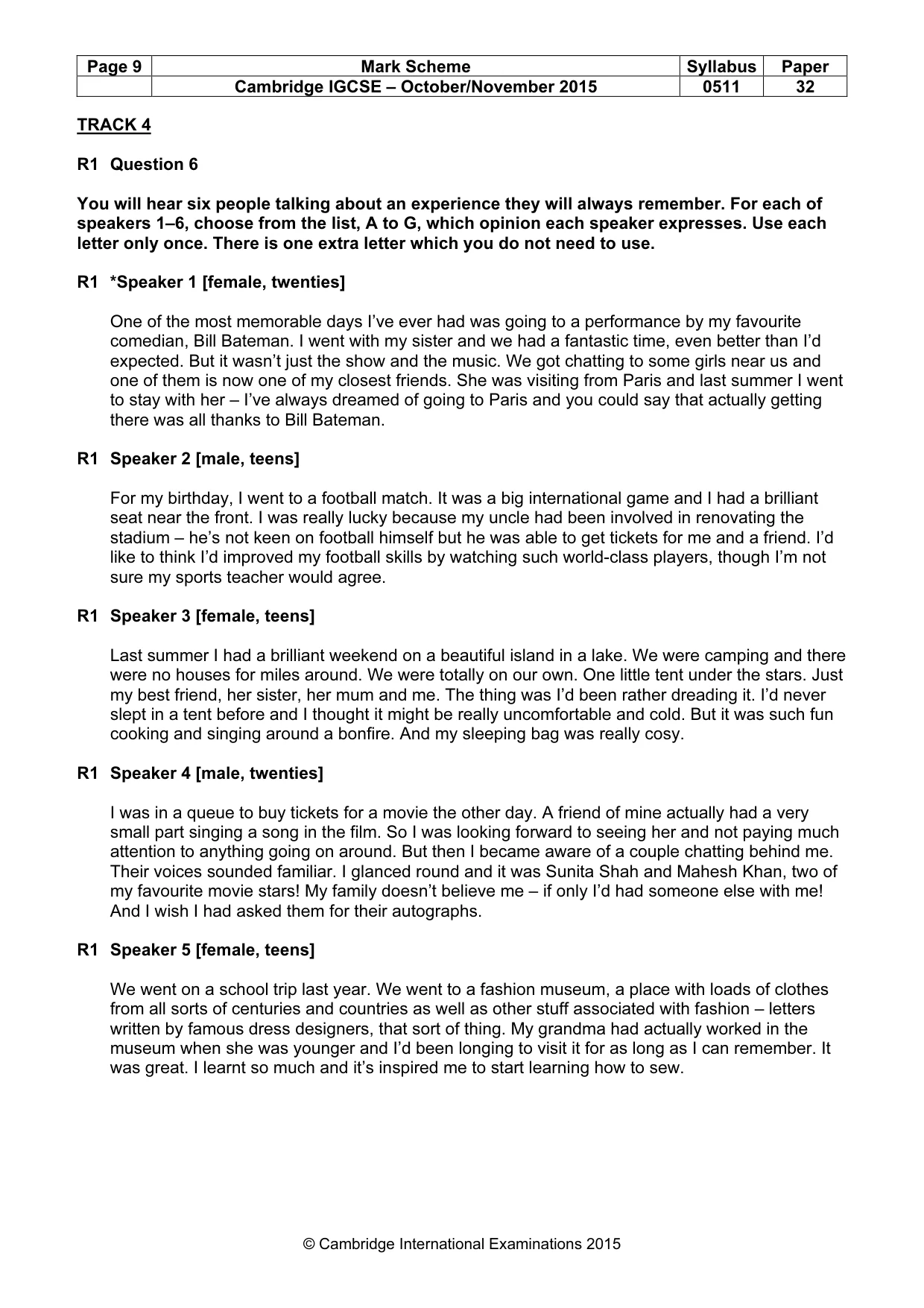 Mark scheme, page 9 of 12
