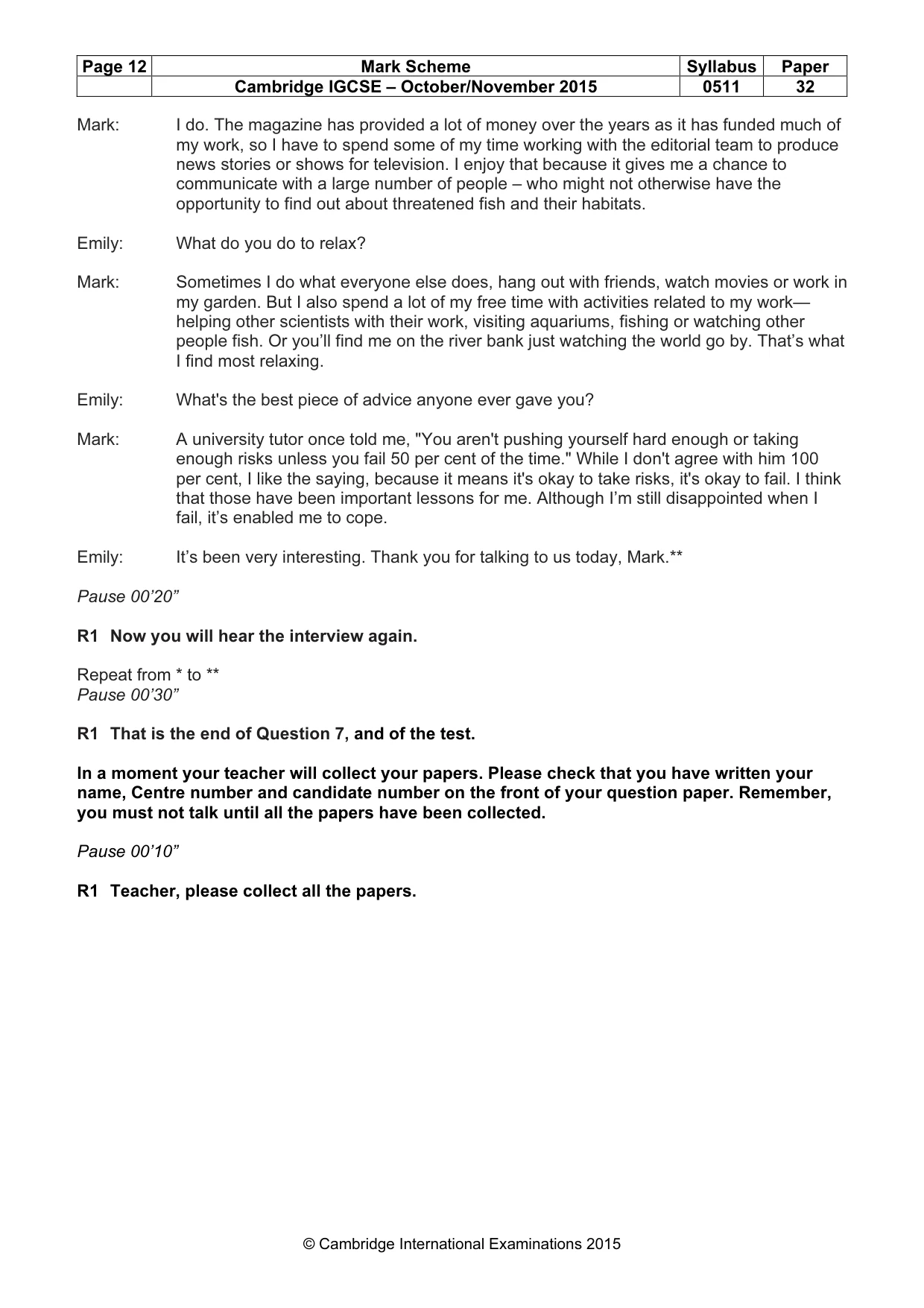 Mark scheme, page 12 of 12