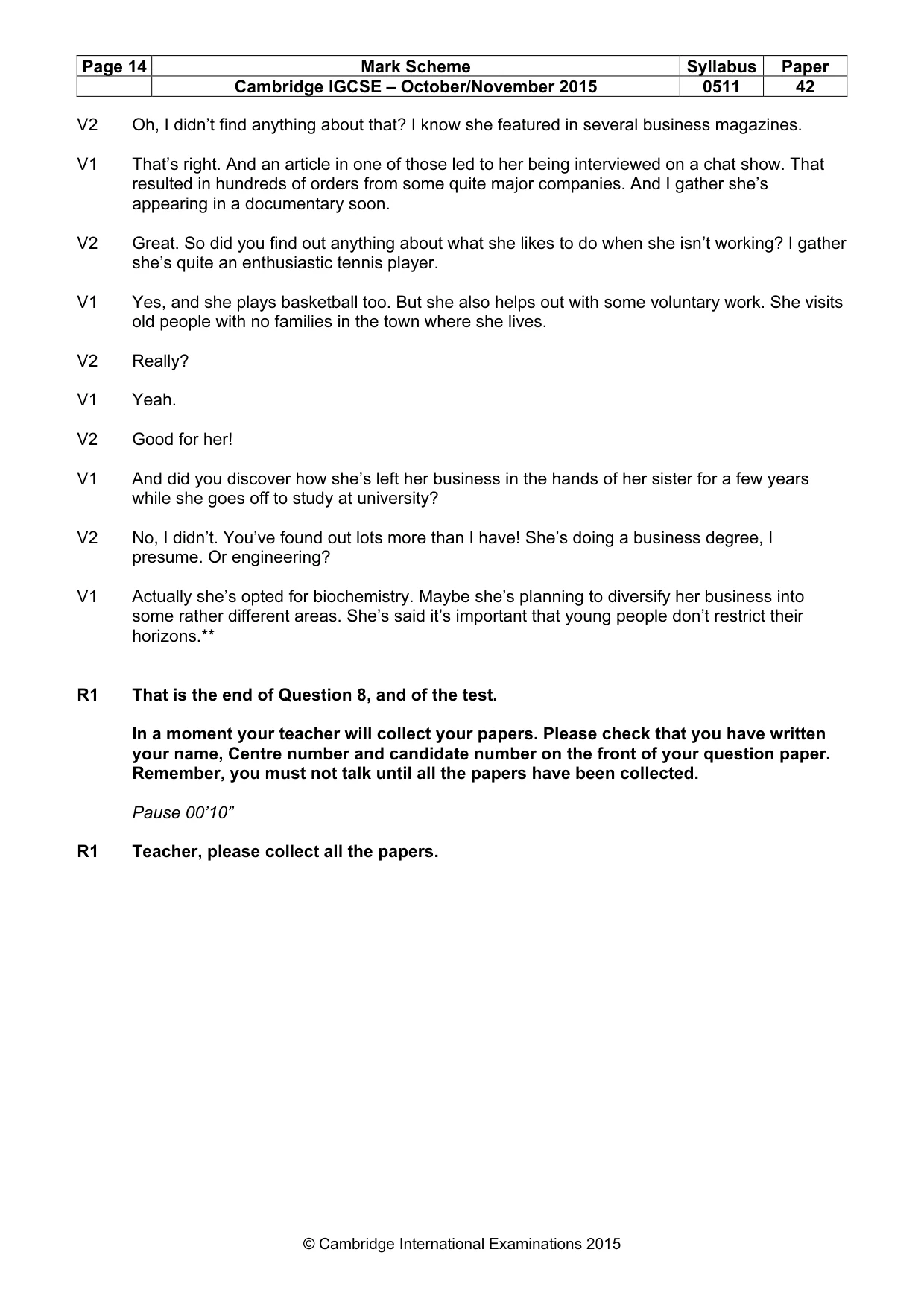 Mark scheme, page 14 of 14