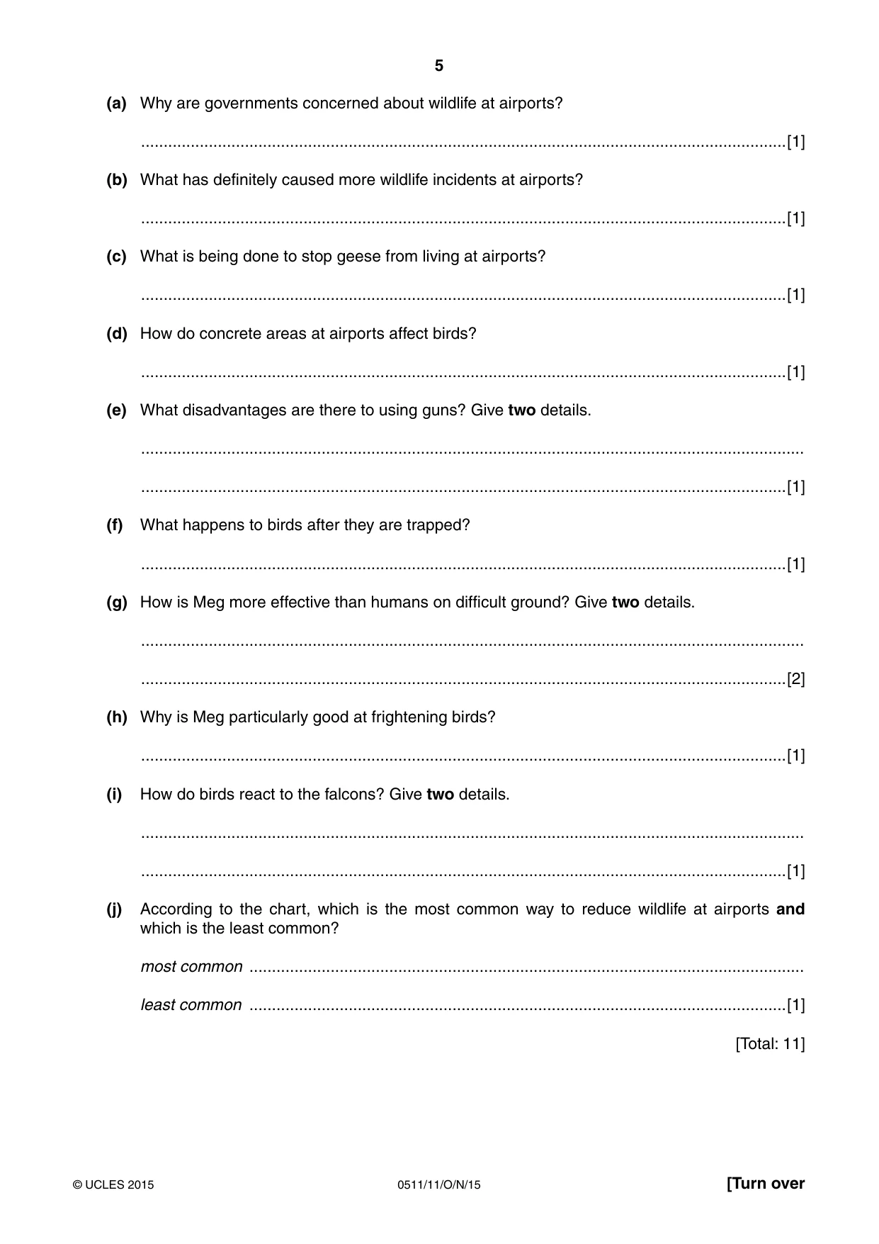 Cambridge IGCSE English - Second Language (count-in oral) 0511 2015 Oct/Nov Paper 1 · Variant 1 question paper, page 5 of 16