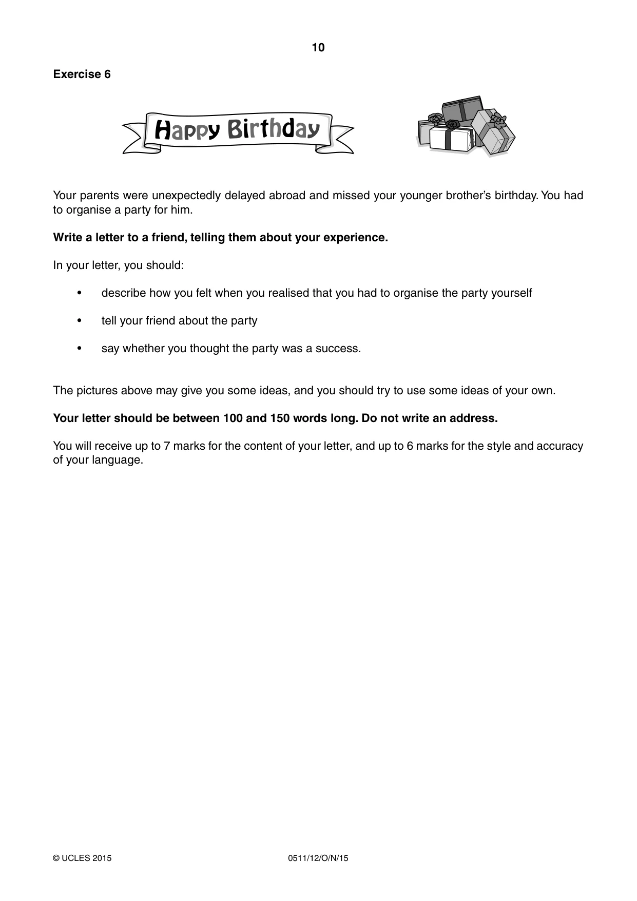 Cambridge IGCSE English - Second Language (count-in oral) 0511 2015 Oct/Nov Paper 1 · Variant 2 question paper, page 10 of 16