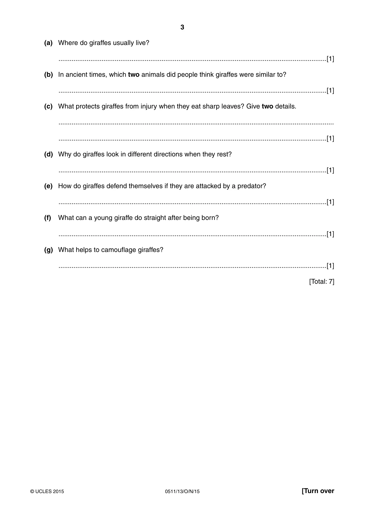 Cambridge IGCSE English - Second Language (count-in oral) 0511 2015 Oct/Nov Paper 1 · Variant 3 question paper, page 3 of 16