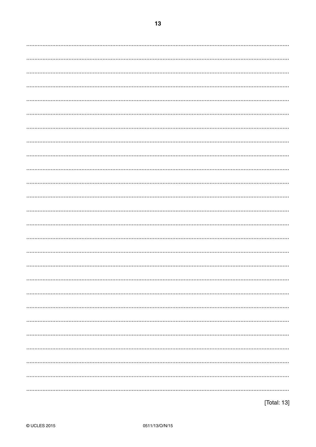 Cambridge IGCSE English - Second Language (count-in oral) 0511 2015 Oct/Nov Paper 1 · Variant 3 question paper, page 13 of 16