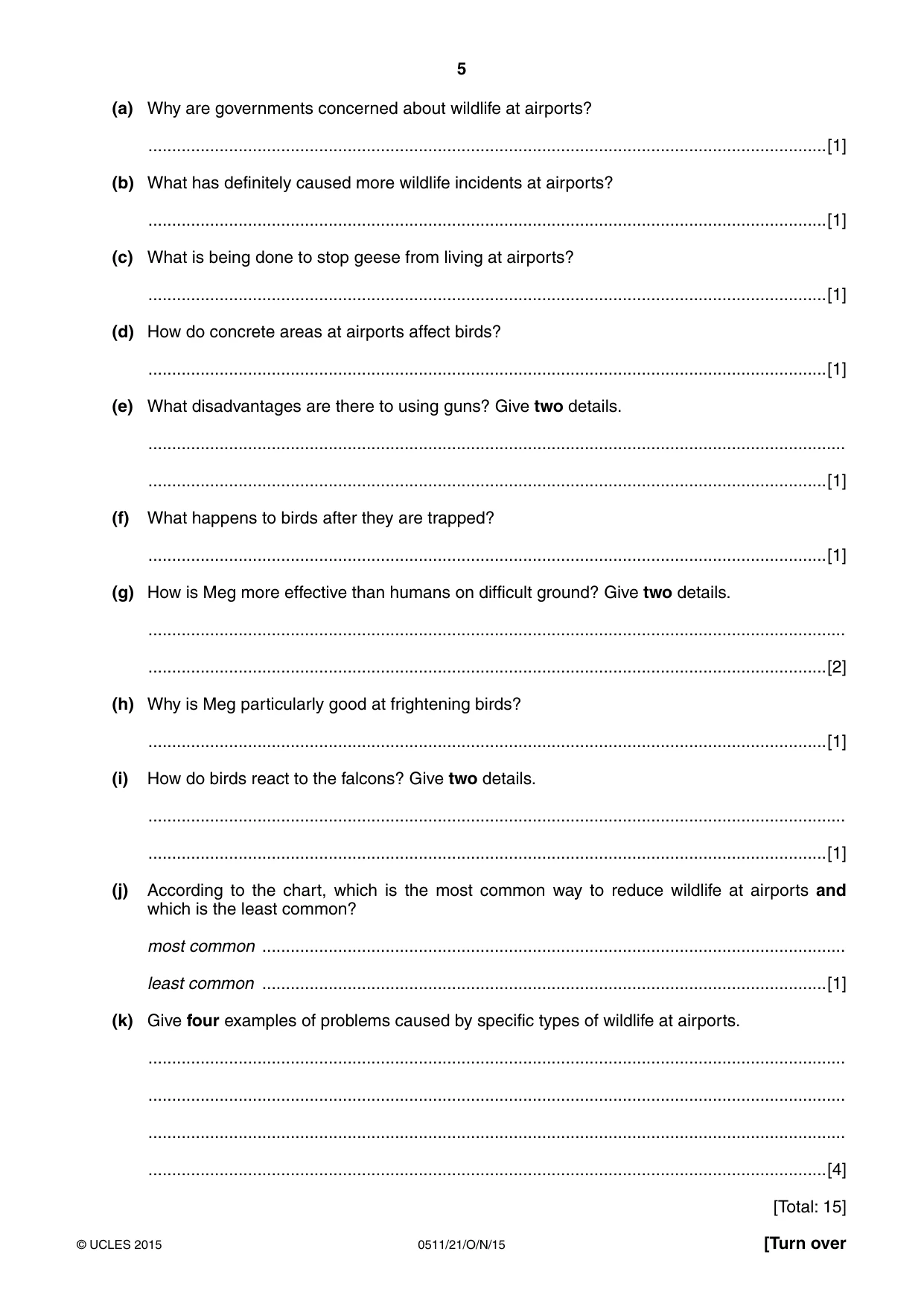 Cambridge IGCSE English - Second Language (count-in oral) 0511 2015 Oct/Nov Paper 2 · Variant 1 question paper, page 5 of 16
