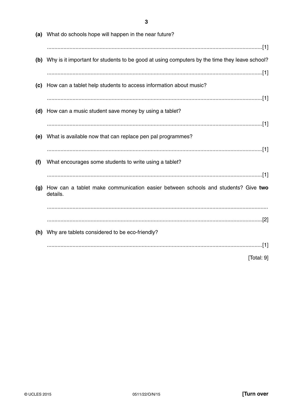 Cambridge IGCSE English - Second Language (count-in oral) 0511 2015 Oct/Nov Paper 2 · Variant 2 question paper, page 3 of 16