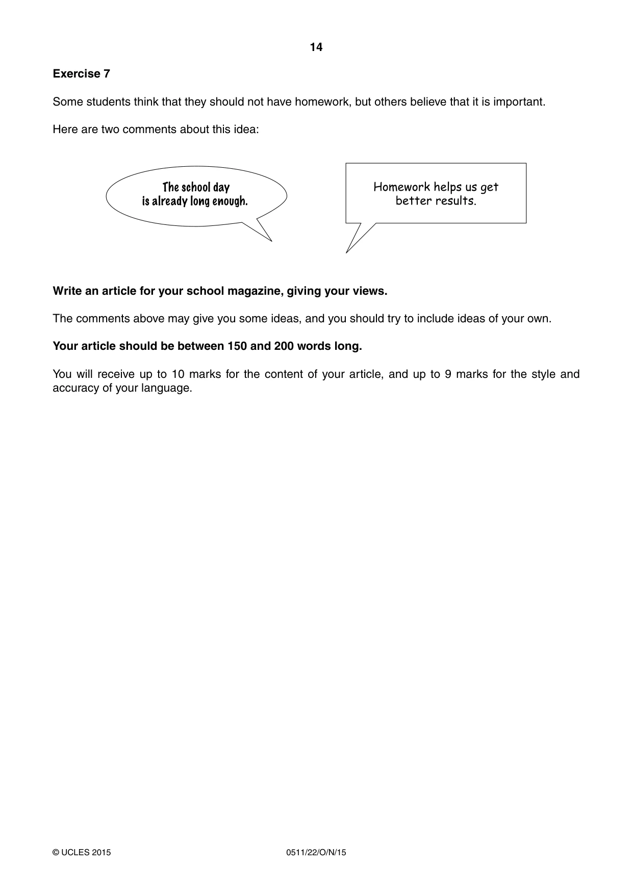 Cambridge IGCSE English - Second Language (count-in oral) 0511 2015 Oct/Nov Paper 2 · Variant 2 question paper, page 14 of 16