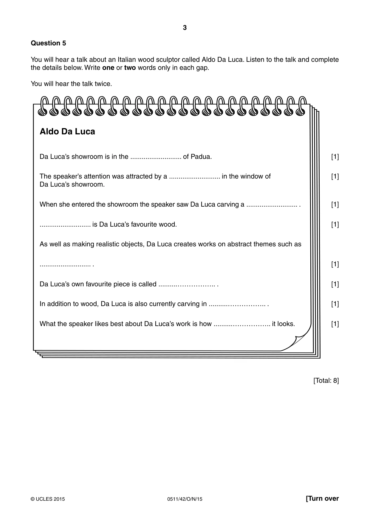 Cambridge IGCSE English - Second Language (count-in oral) 0511 2015 Oct/Nov Paper 4 · Variant 2 question paper, page 3 of 12
