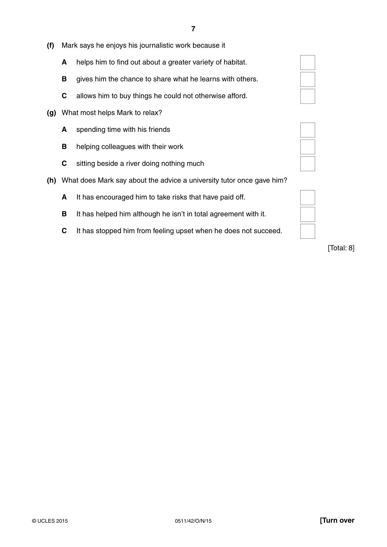 Cambridge IGCSE English - Second Language (count-in oral) 0511 2015 Oct/Nov Paper 4 · Variant 2 question paper, page 7 of 12