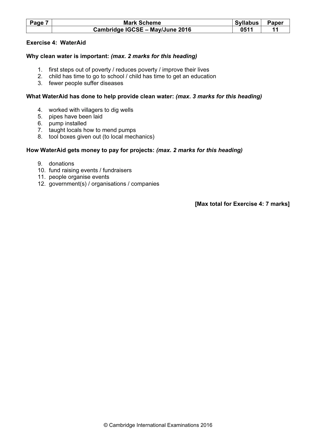 Mark scheme, page 7 of 11