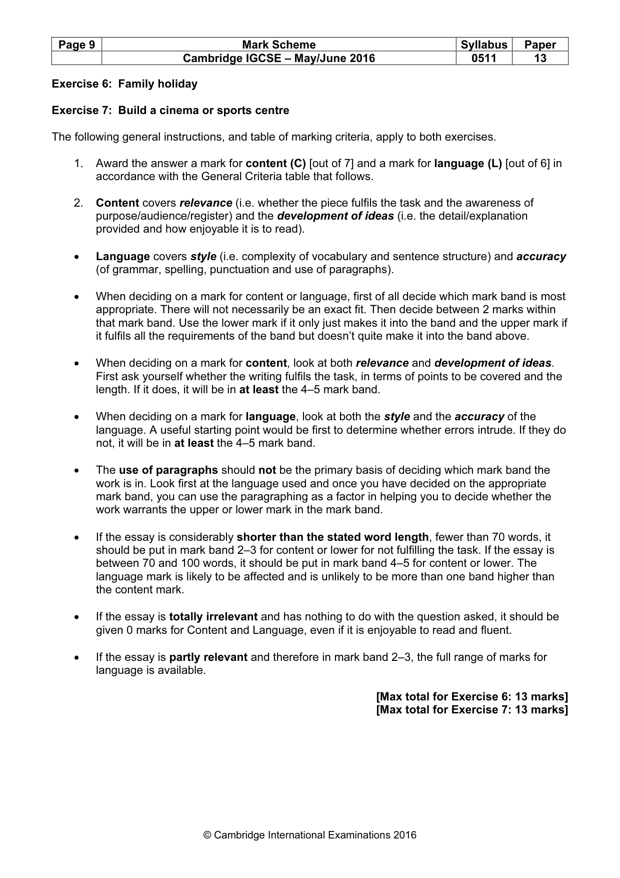 Mark scheme, page 9 of 11
