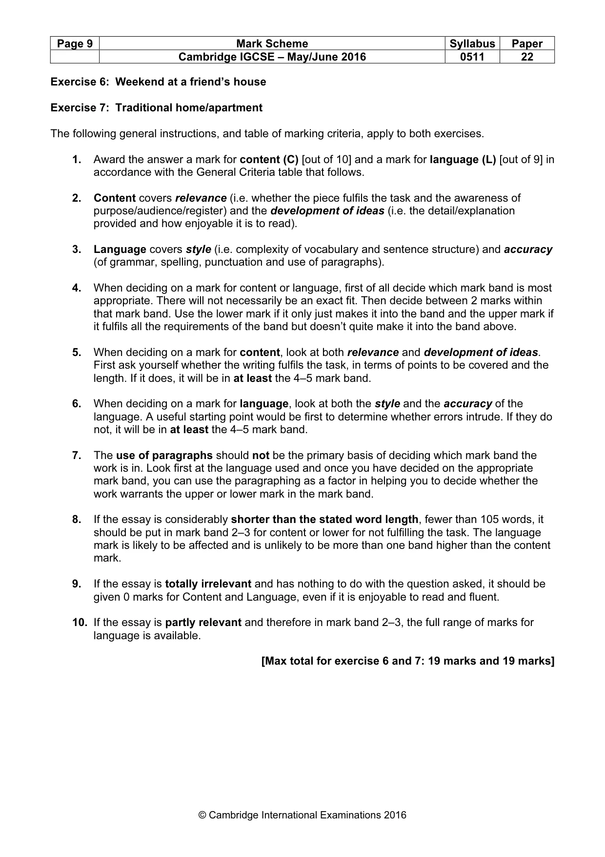 Mark scheme, page 9 of 11