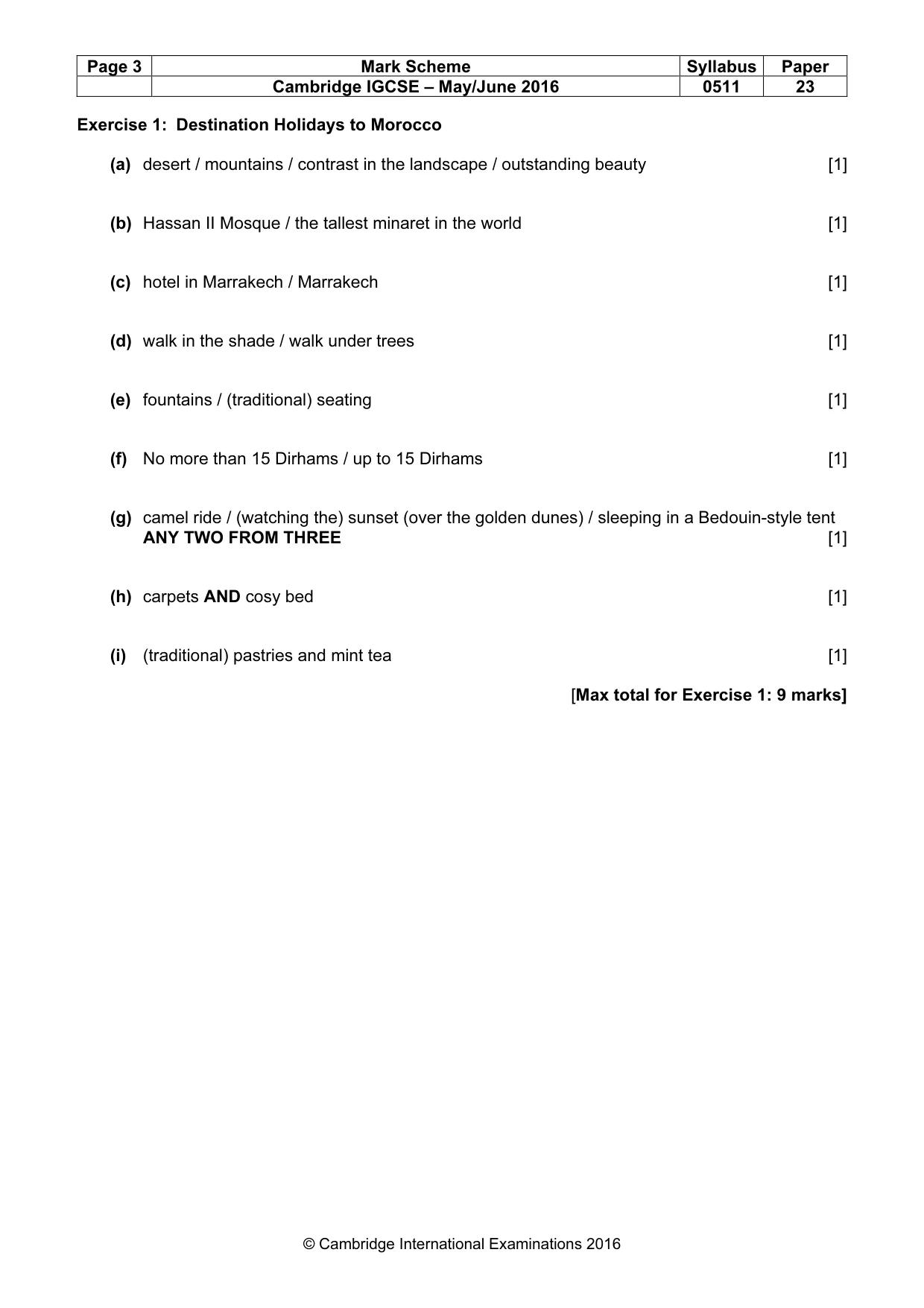 Mark scheme, page 3 of 11